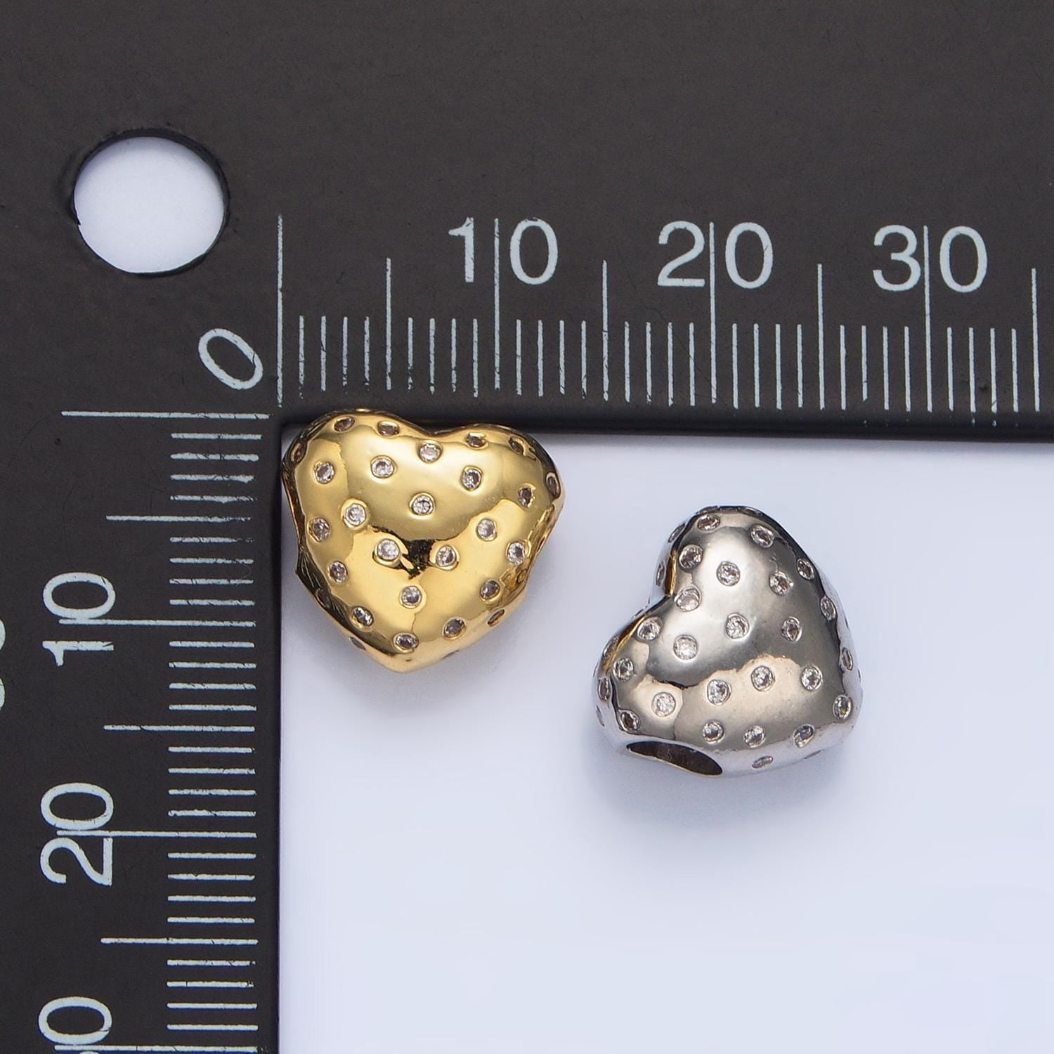 1x gold dainty heart spacer beads cubic zirconia bubble beads bracelet connector for bracelet jewelry making supply finding 13 x 12 mm b910