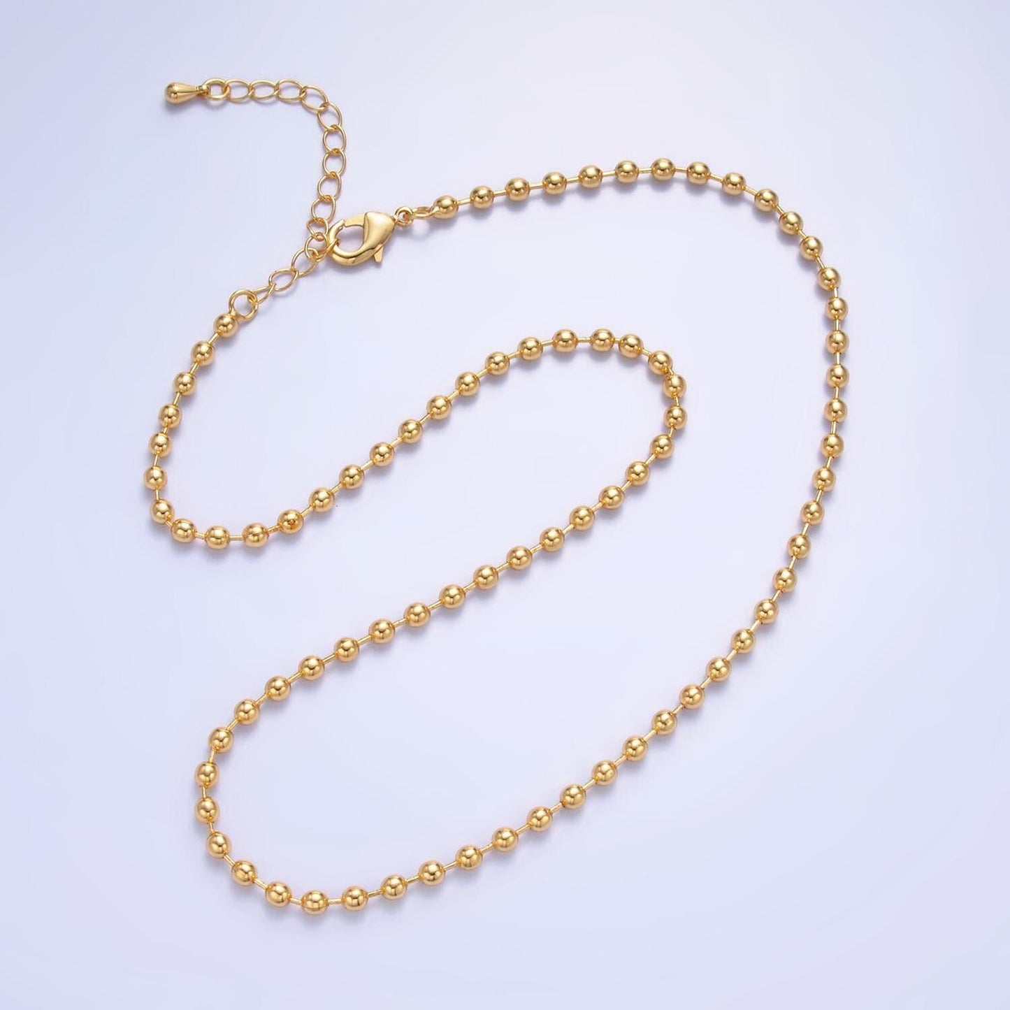 Dainty ball chain necklace 24k gold filled round beaded chain necklace for charm wa-2722