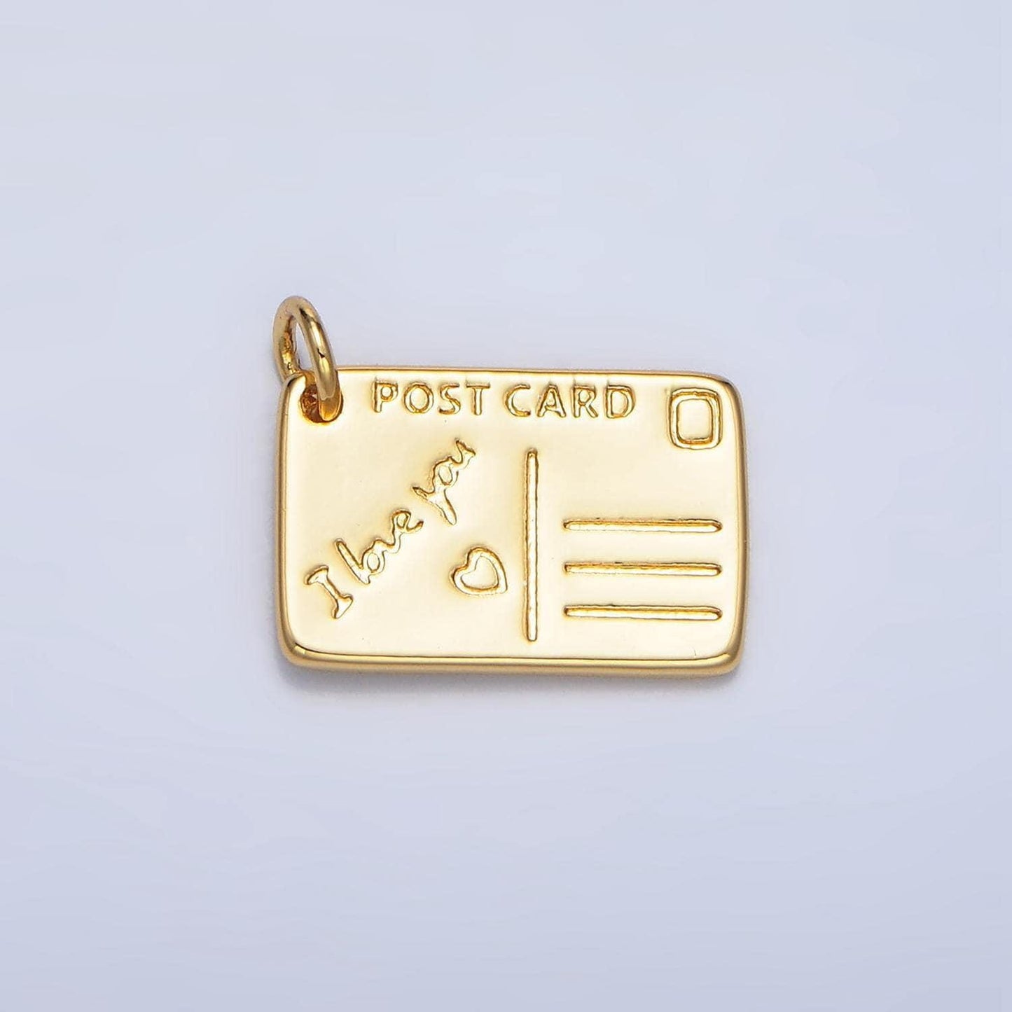 Mini gold filled post card charm i love you message card for travel charm x586