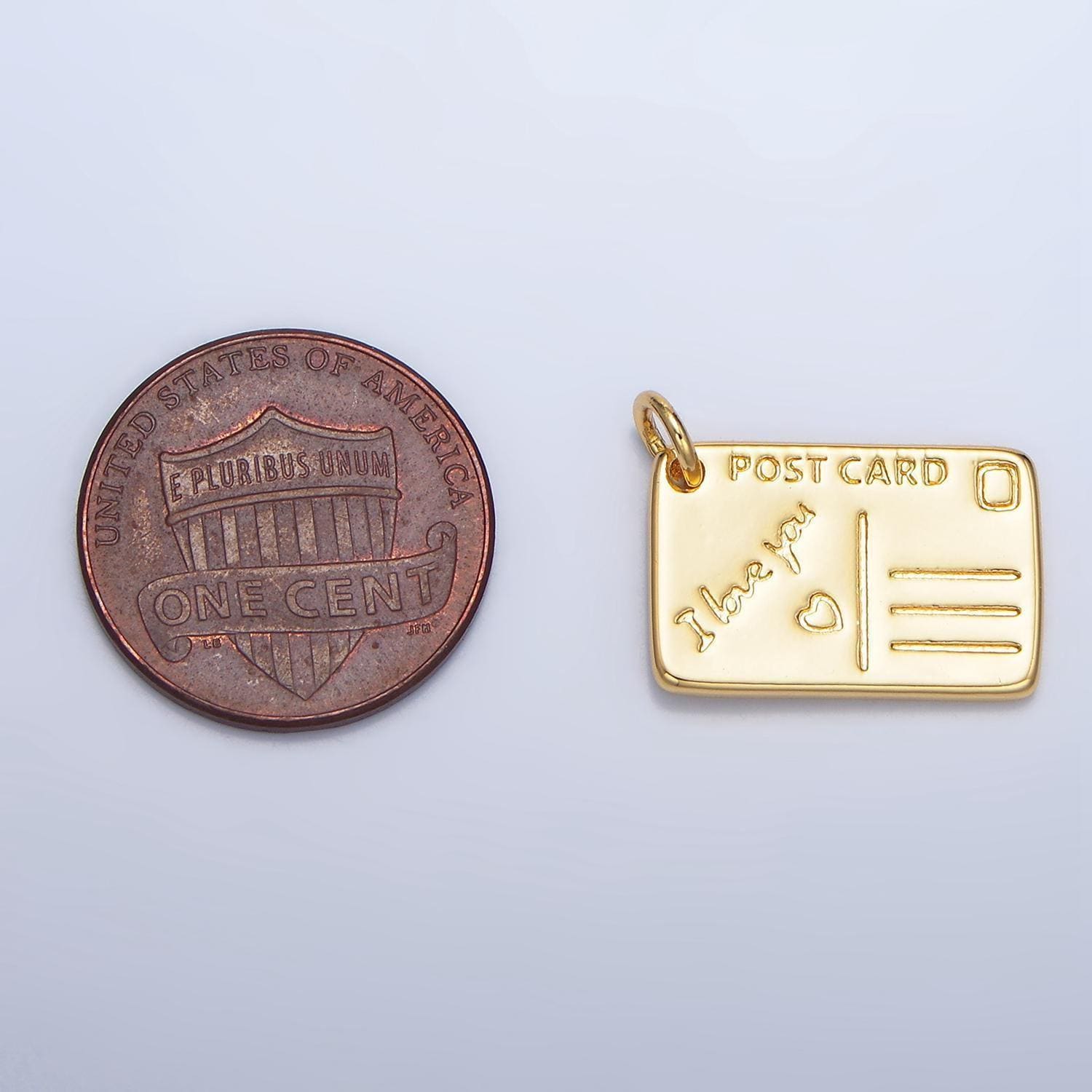 Mini gold filled post card charm i love you message card for travel charm x586