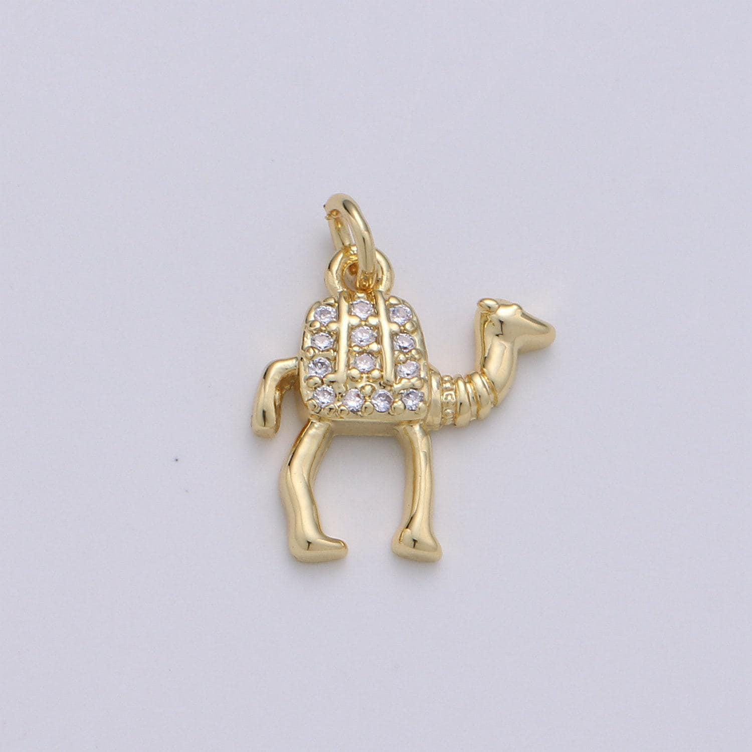 Gold camel charm - 14k gold camel pendant - arabian desert charms - animal jewelry for bracelet necklace earring component