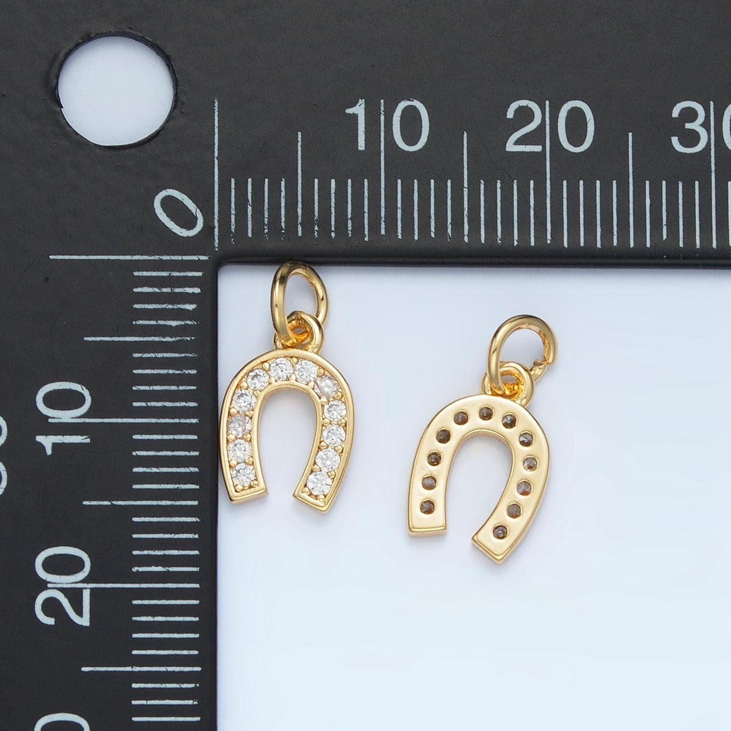 Lucky horseshoe micro paved cz gold filled charm | m-019