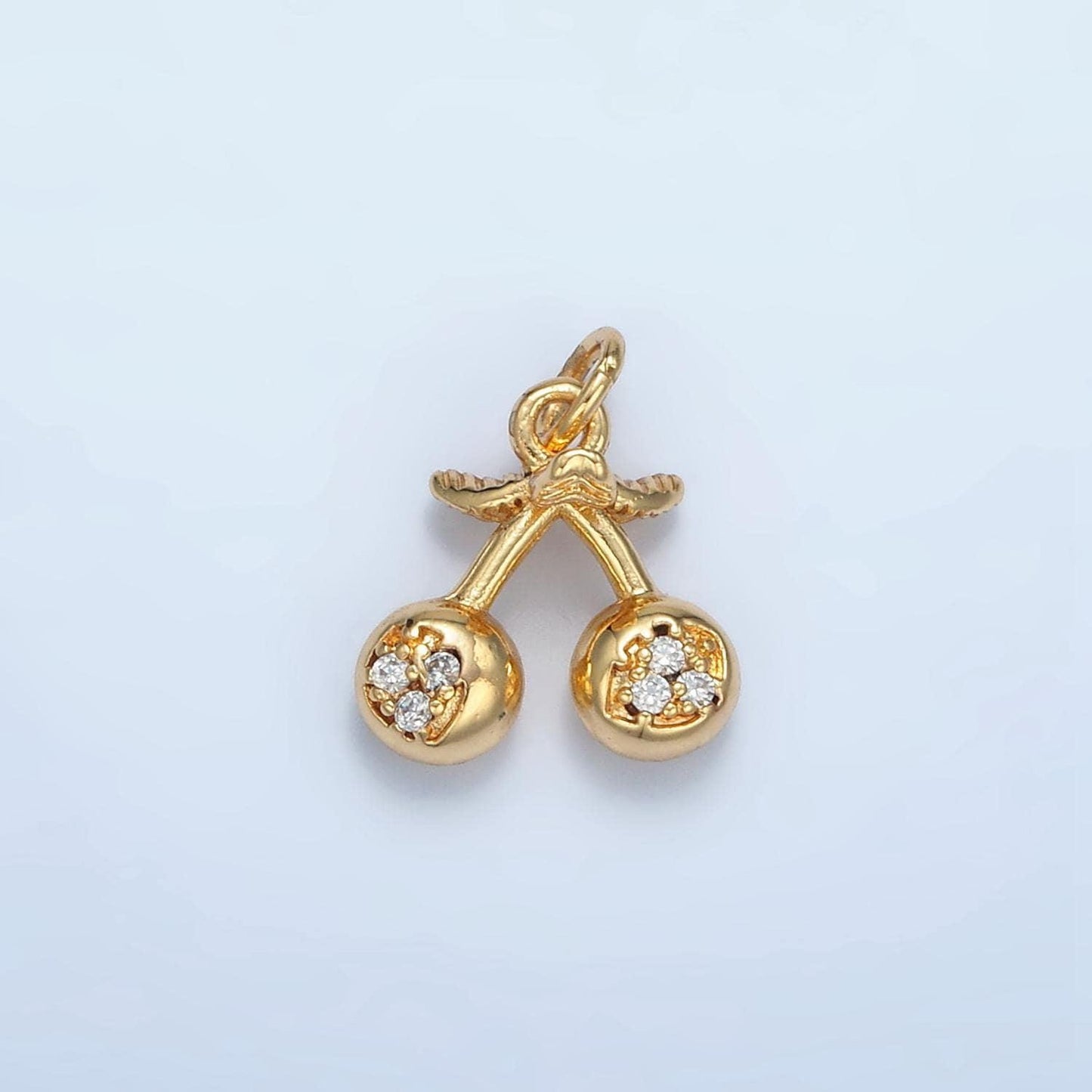 14k gold filled clear cz cherry fruit mini add-on charm | e-259