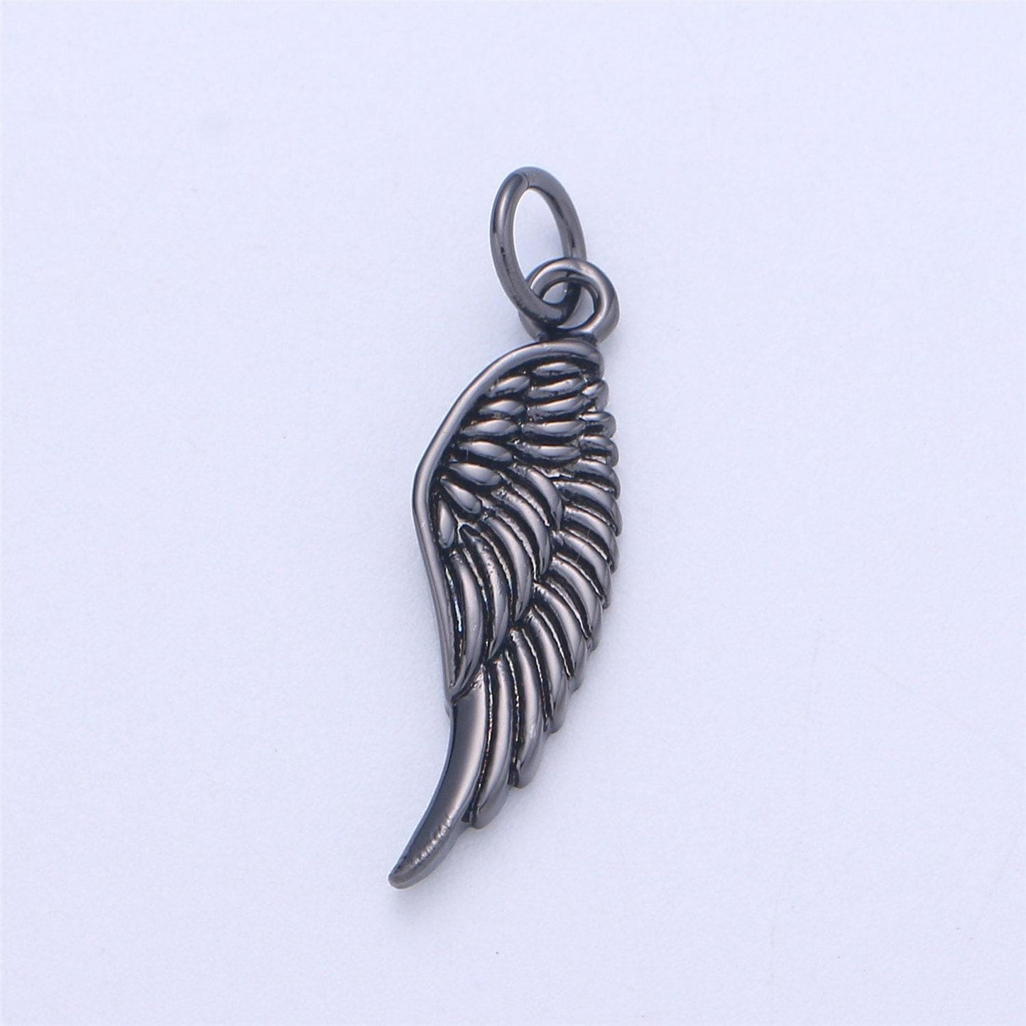 Small angel wing charm, gold angel wing charm, silver wings, black guardian angel wing charm add on charm for necklace bracelet earring