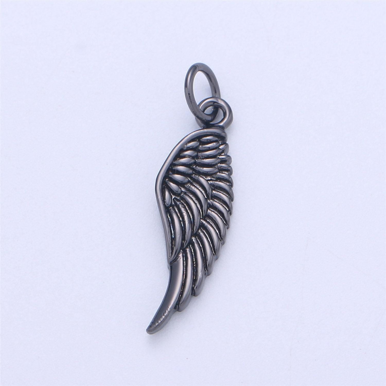Small angel wing charm, gold angel wing charm, silver wings, black guardian angel wing charm add on charm for necklace bracelet earring