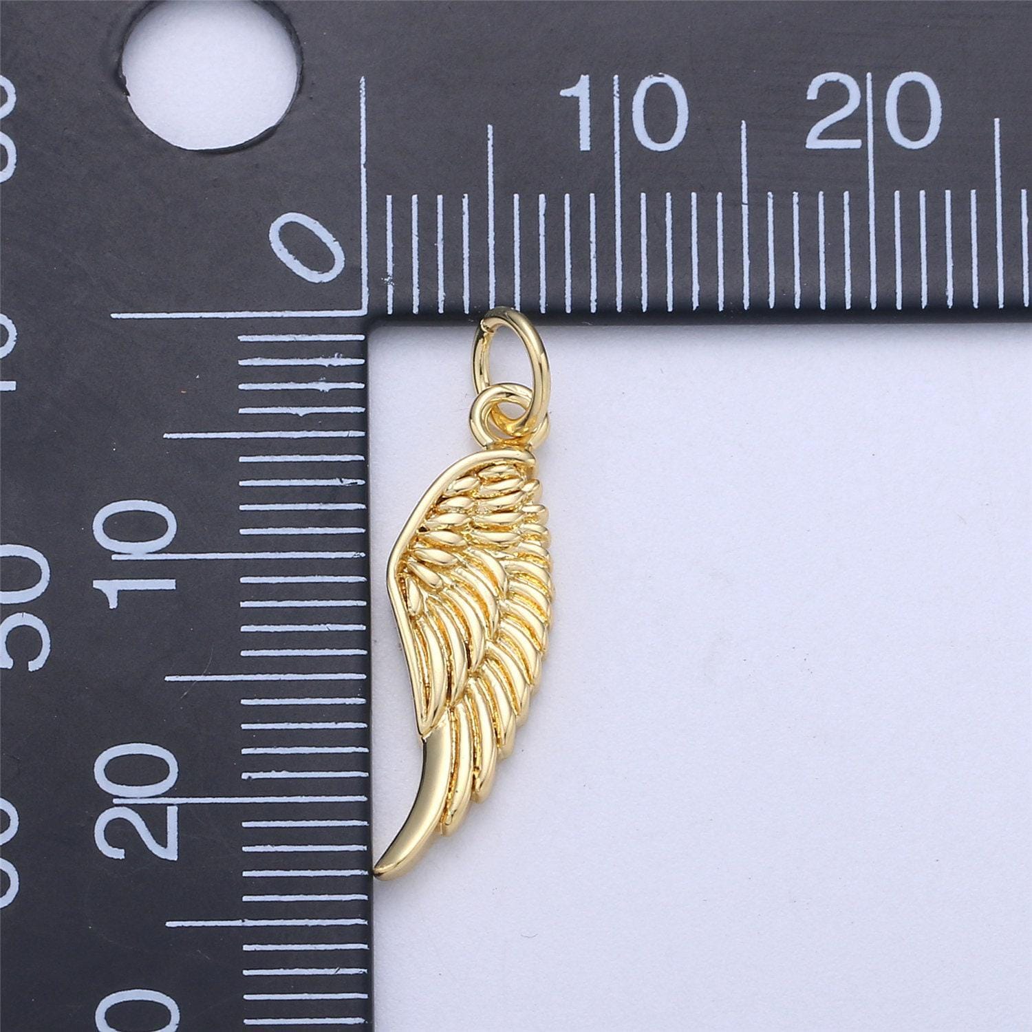 Small angel wing charm, gold angel wing charm, silver wings, black guardian angel wing charm add on charm for necklace bracelet earring