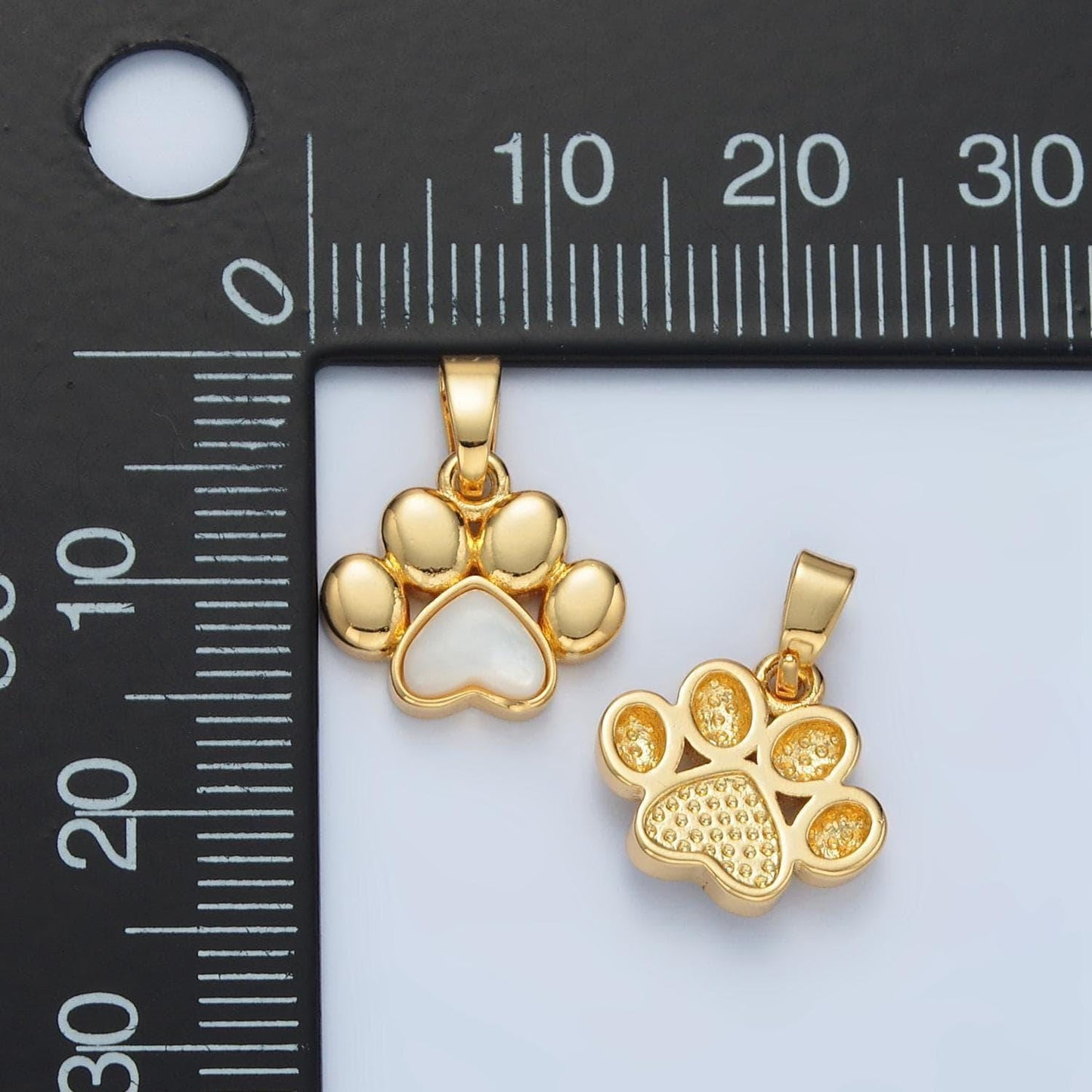 Gold dainty paw charms 24k gold filled cat paw pendant shell pearl dog paw charm bracelet necklace for diy jewelry making supply i846