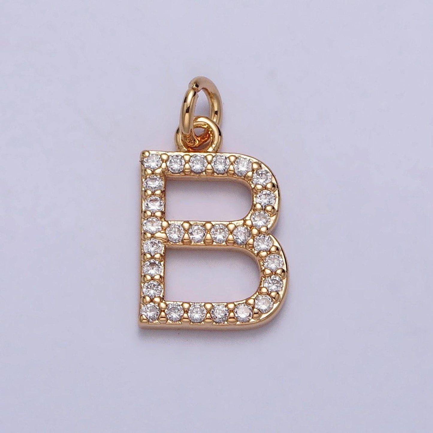 Dainty gold cz micro pave initial letter charm small letter pendant, cubic alphabeth charm, 15mm micro pave letters dangle charm