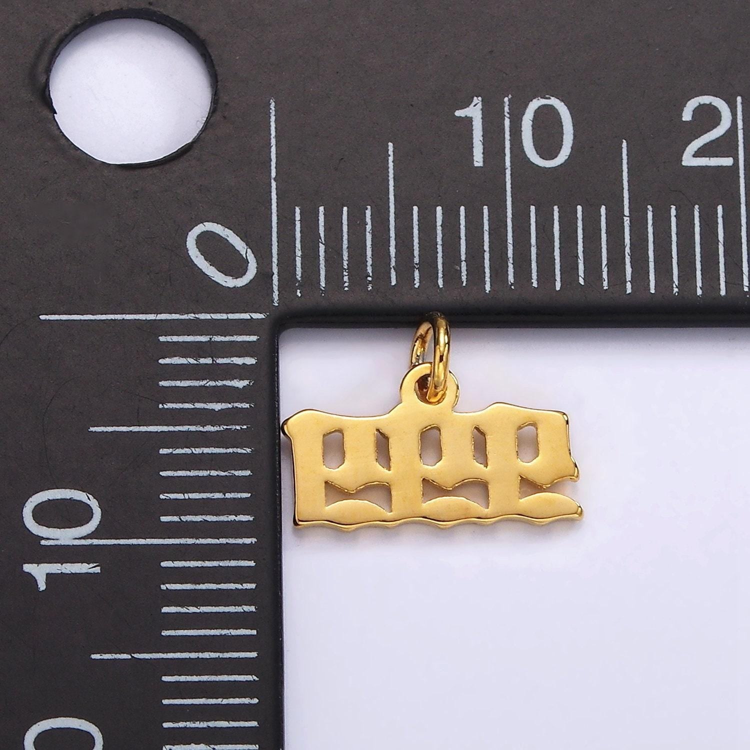 Tiny angel number tag charm gold dainty lucky number pendant 111, 222, 333, 444, 555, 666, 777, 888, 999 for jewelry making supply ag606
