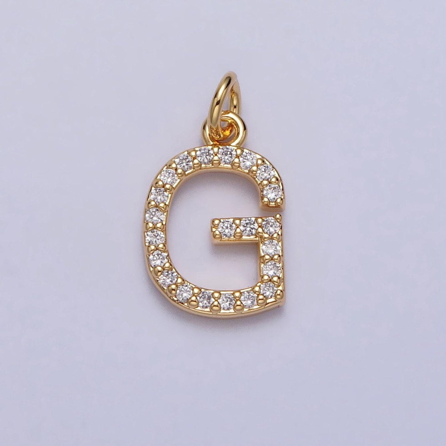 Dainty gold cz micro pave initial letter charm small letter pendant, cubic alphabeth charm, 15mm micro pave letters dangle charm
