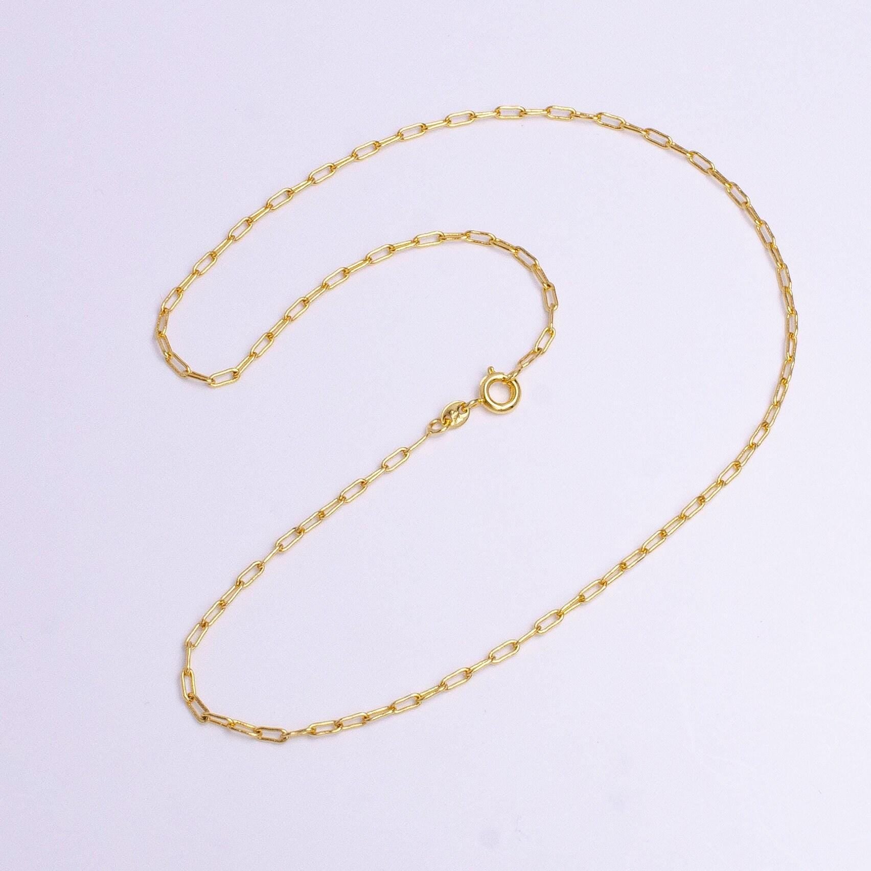 Dainty layering link chain necklaces small paper clip necklace gold filled necklace wa1749