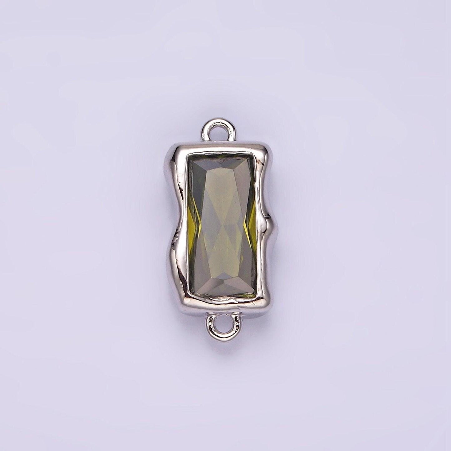 White gold filled cz baguette molten personalized birth month connector | g259 - g262