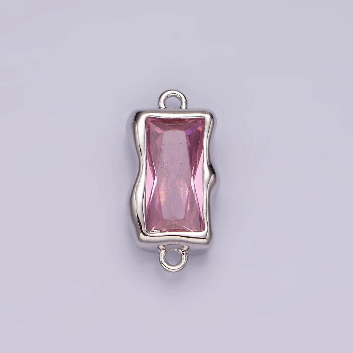 White gold filled cz baguette molten personalized birth month connector | g259 - g262