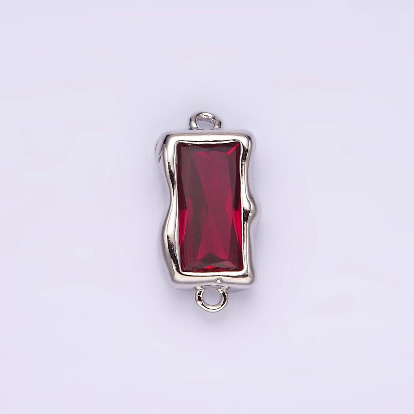 White gold filled cz baguette molten personalized birth month connector | g259 - g262