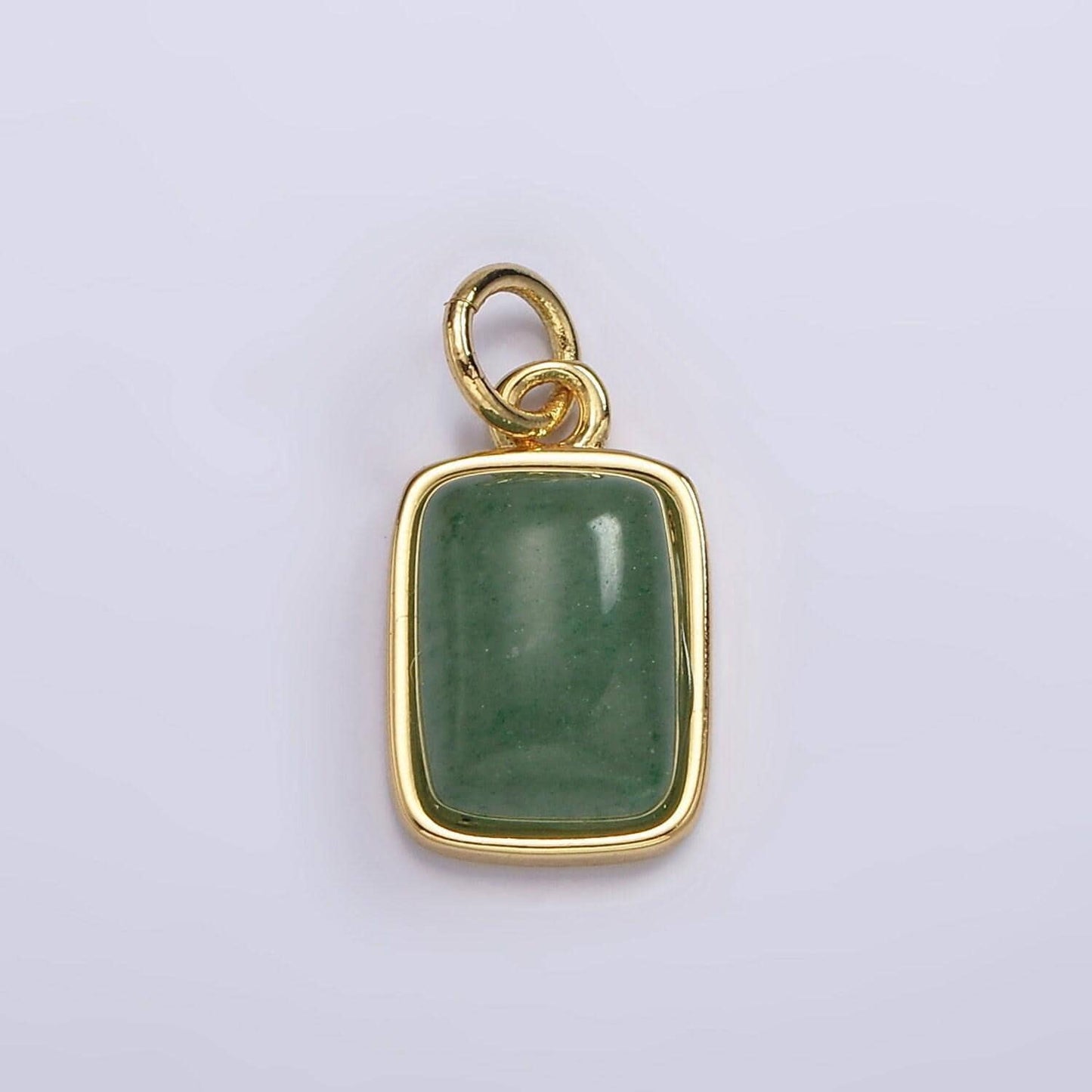Dainty natural green aventurine pendant with gold filled metal tag pendant semi precious gemstone jewelry green stone charm ag584
