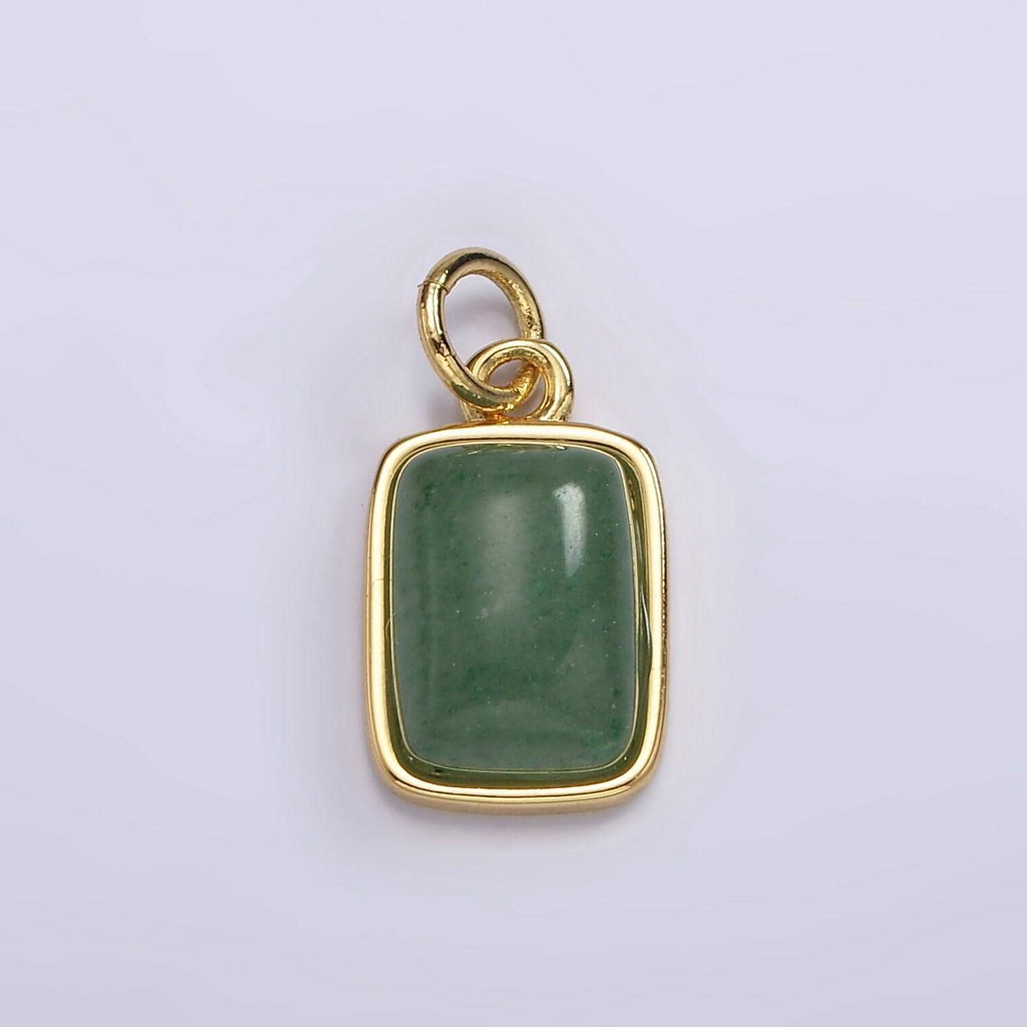Dainty natural green aventurine pendant with gold filled metal tag pendant semi precious gemstone jewelry green stone charm ag584