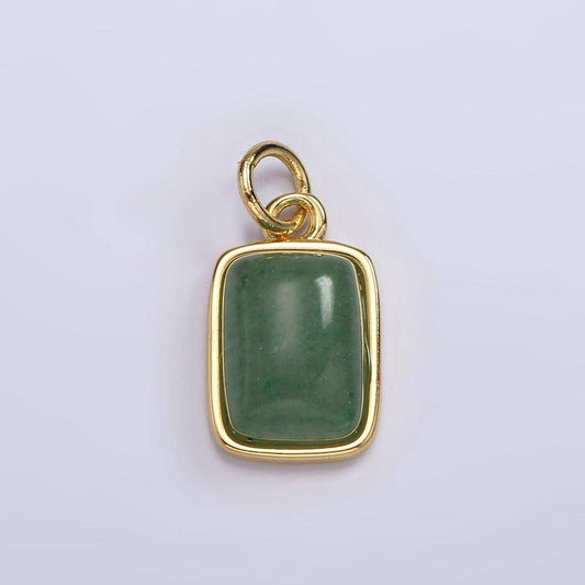 Dainty natural green aventurine pendant with gold filled metal tag pendant semi precious gemstone jewelry green stone charm ag584