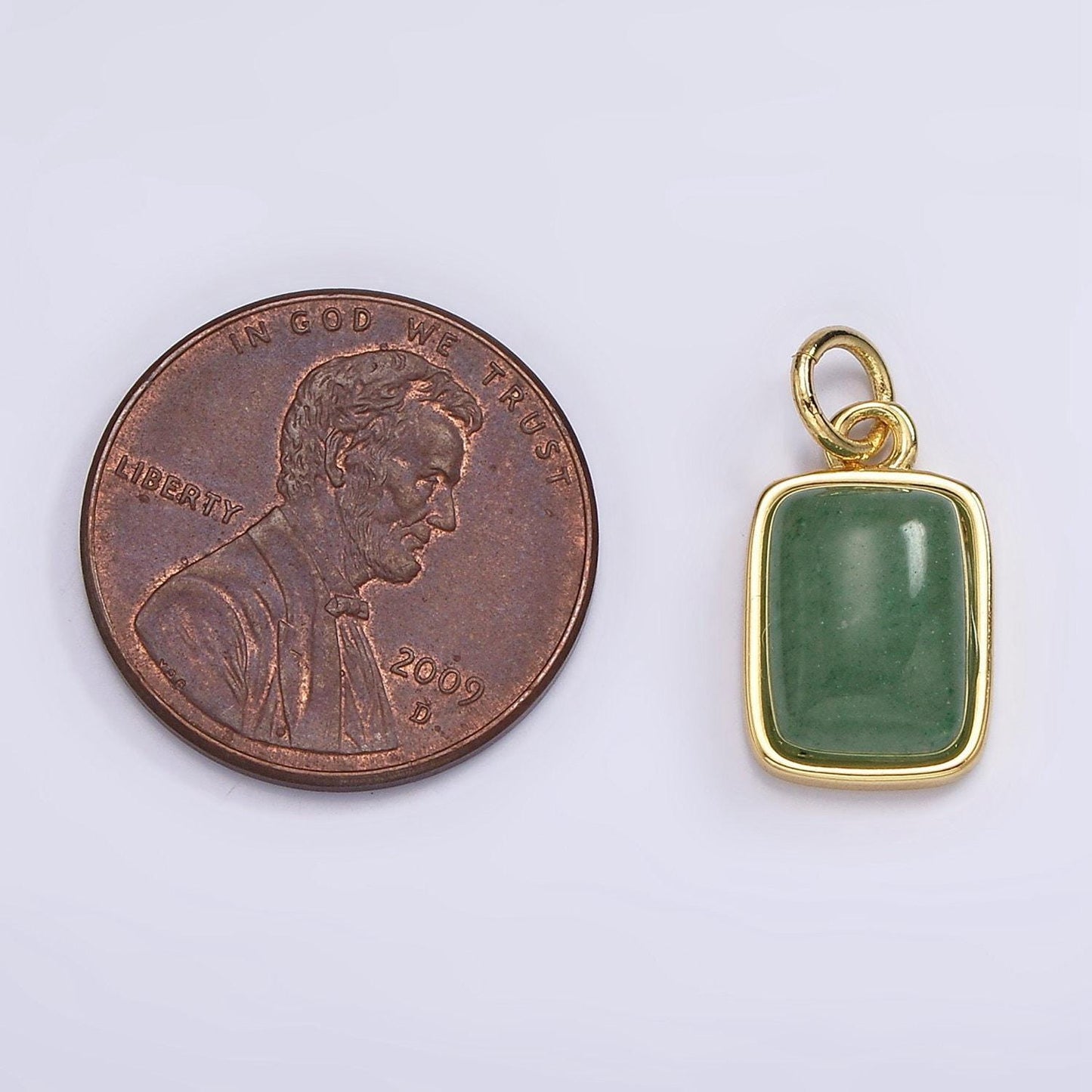 Dainty natural green aventurine pendant with gold filled metal tag pendant semi precious gemstone jewelry green stone charm ag584