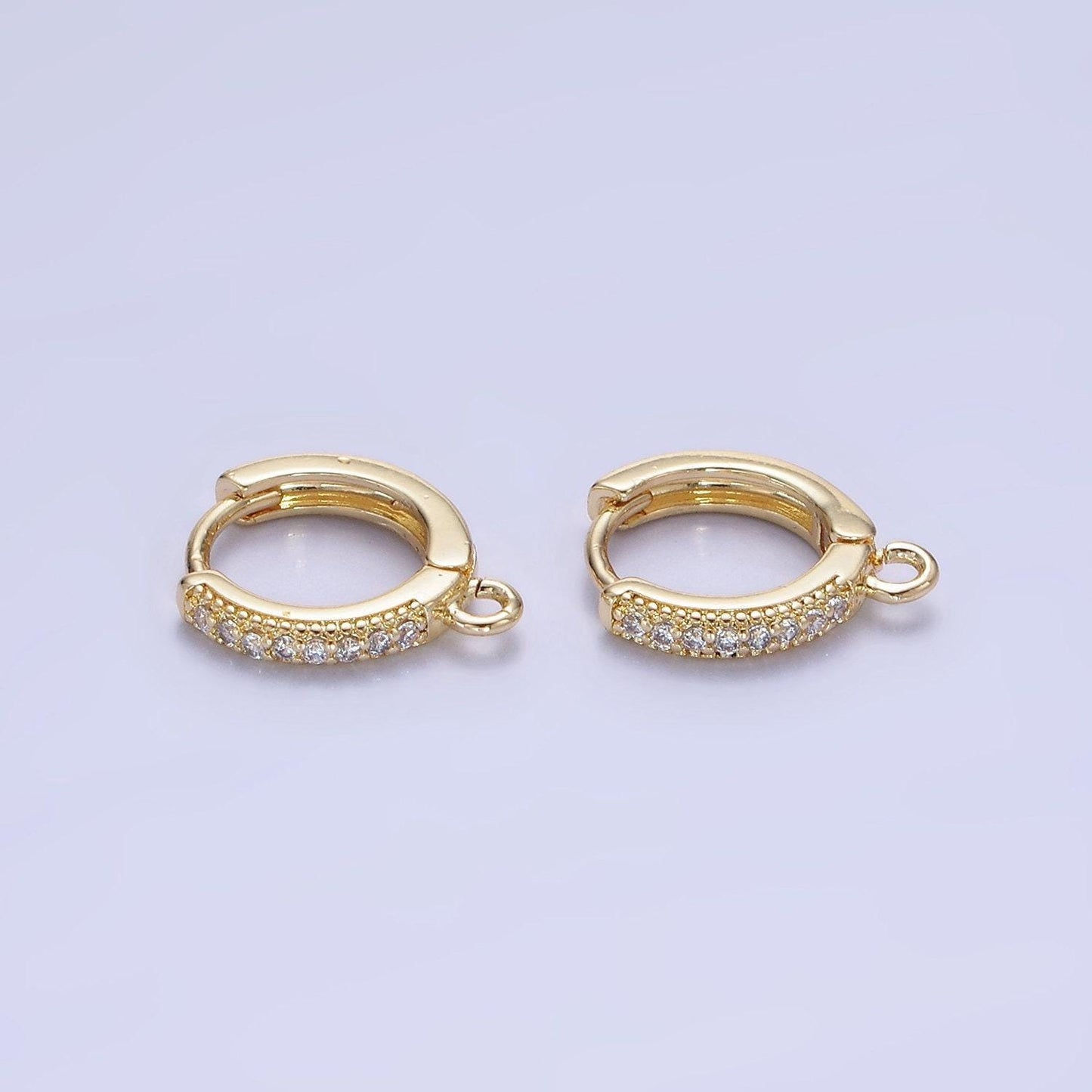 14k gold filled micro paved cz huggie earring findings | z-755