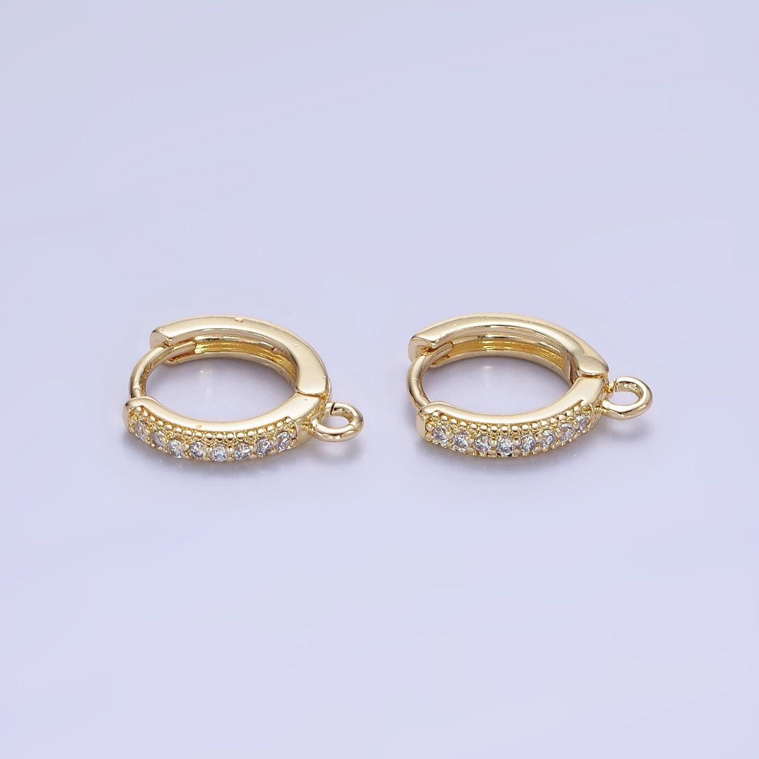 14k gold filled micro paved cz huggie earring findings | z-755