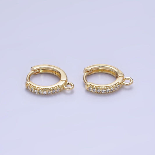 14k gold filled micro paved cz huggie earring findings | z-755