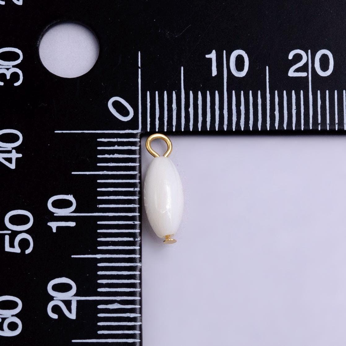 Dainty rice pearl charm gold filled shell pearl mini stick pendant dangle charm for minimalist necklace jewelry component | p1923