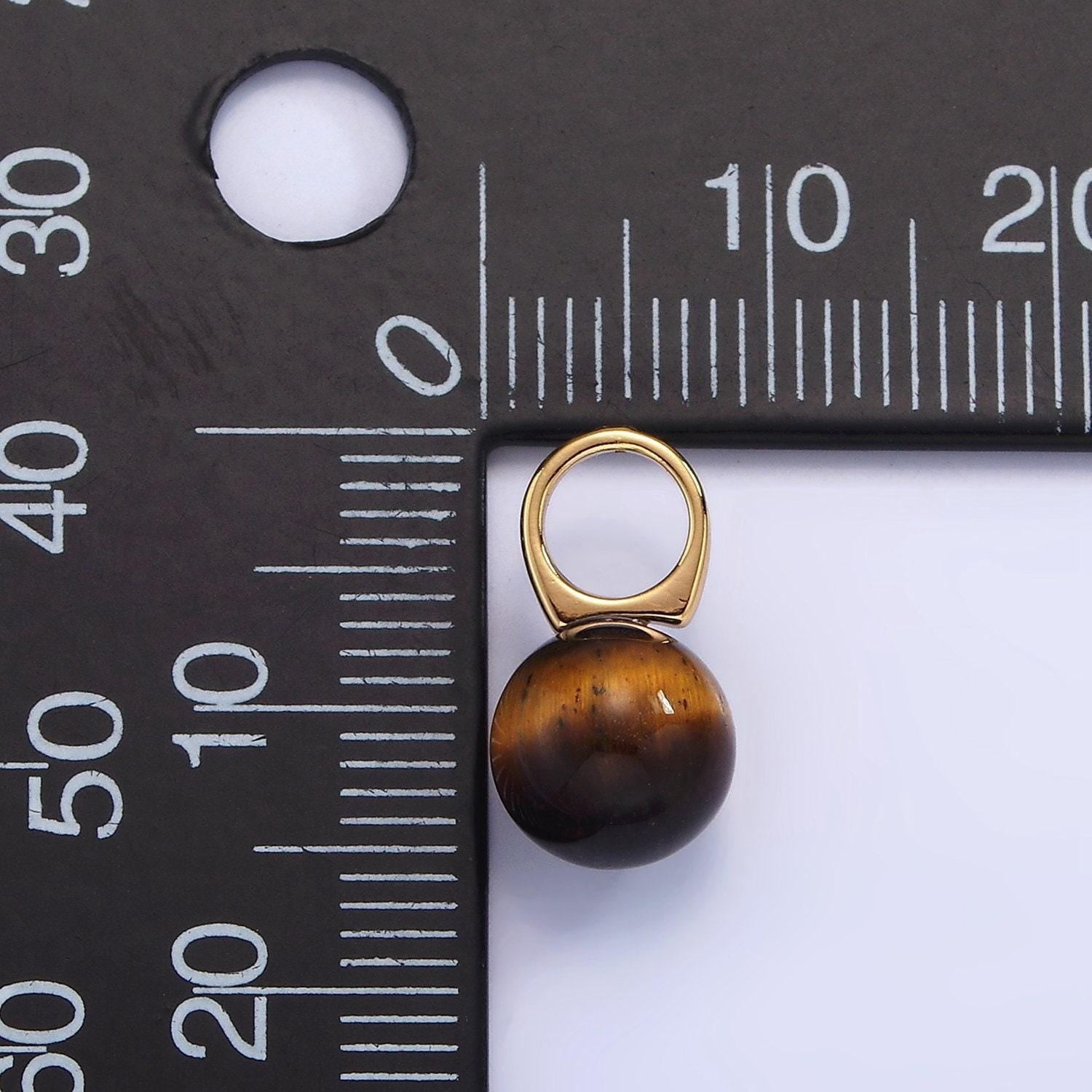 14k gold filled charm natural gemstone howlite amethyst rose quartz labradorite tiger eye round ball bail pendant | ag367