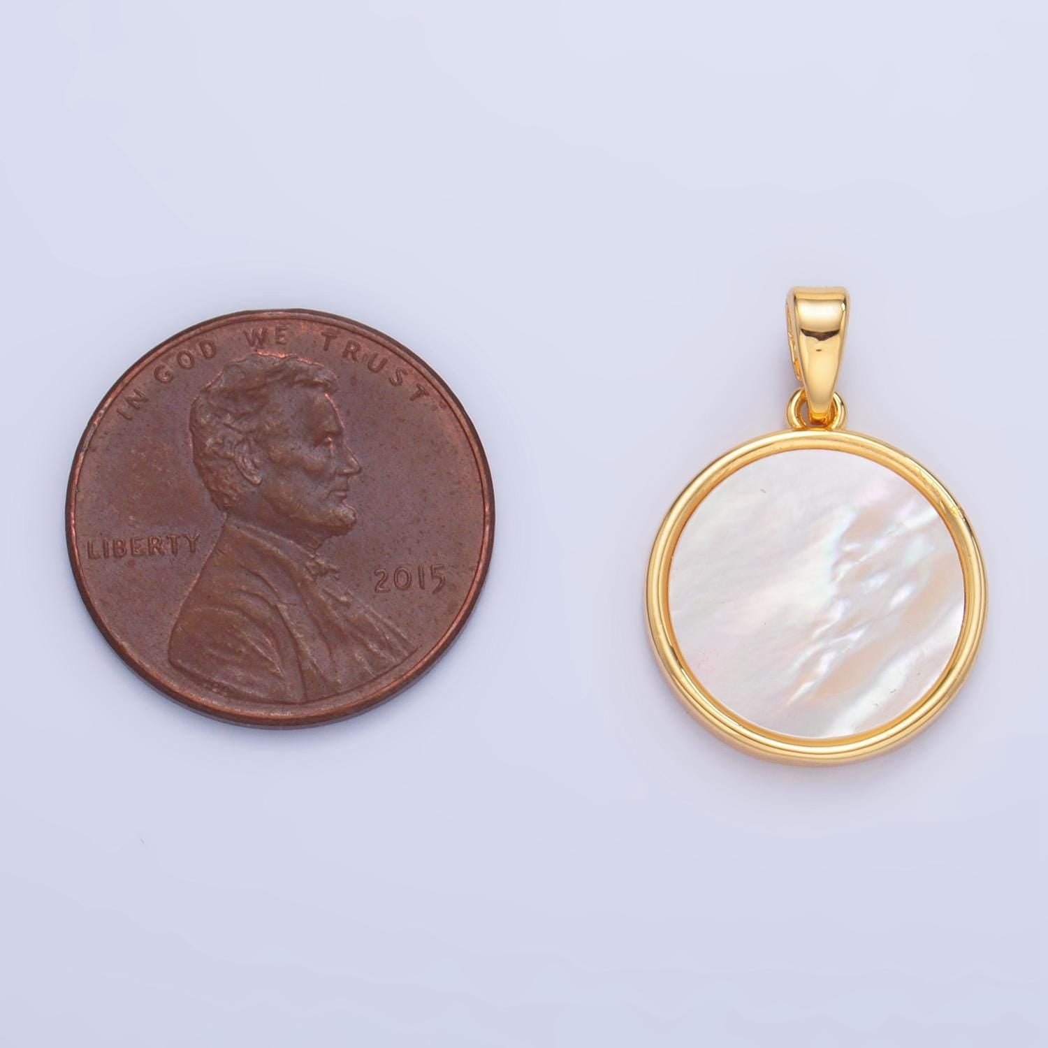 14k gold filled mother of pearl charm coin medallion minimalist jewelry making gold edge bezel gemstone june birthstone aa1044