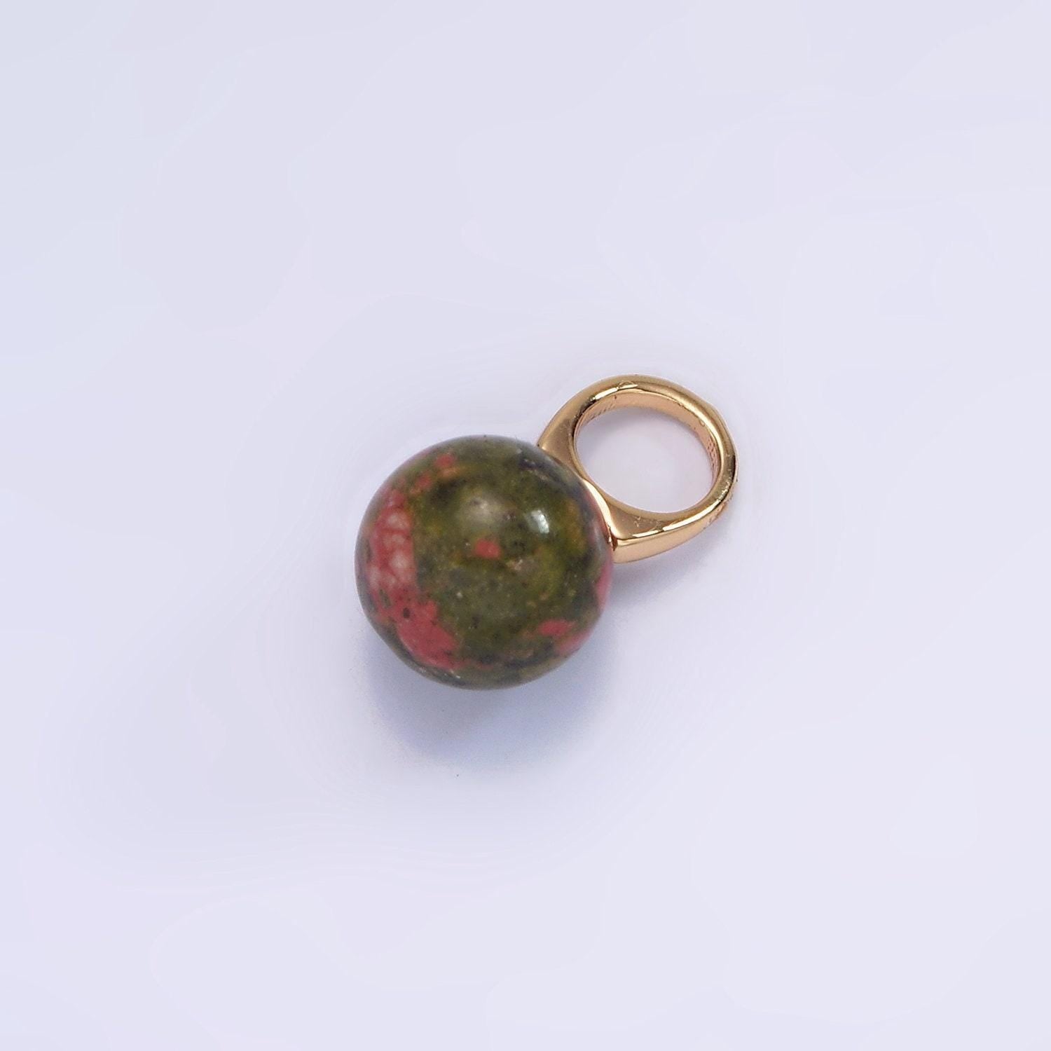 14k gold filled charm natural gemstone howlite amethyst rose quartz labradorite tiger eye round ball bail pendant | ag367