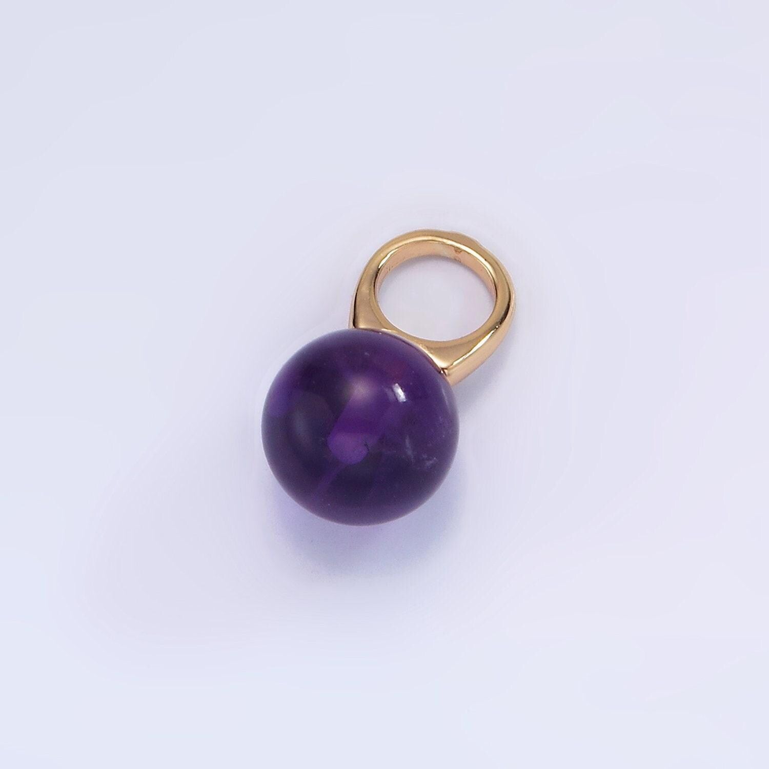 14k gold filled charm natural gemstone howlite amethyst rose quartz labradorite tiger eye round ball bail pendant | ag367