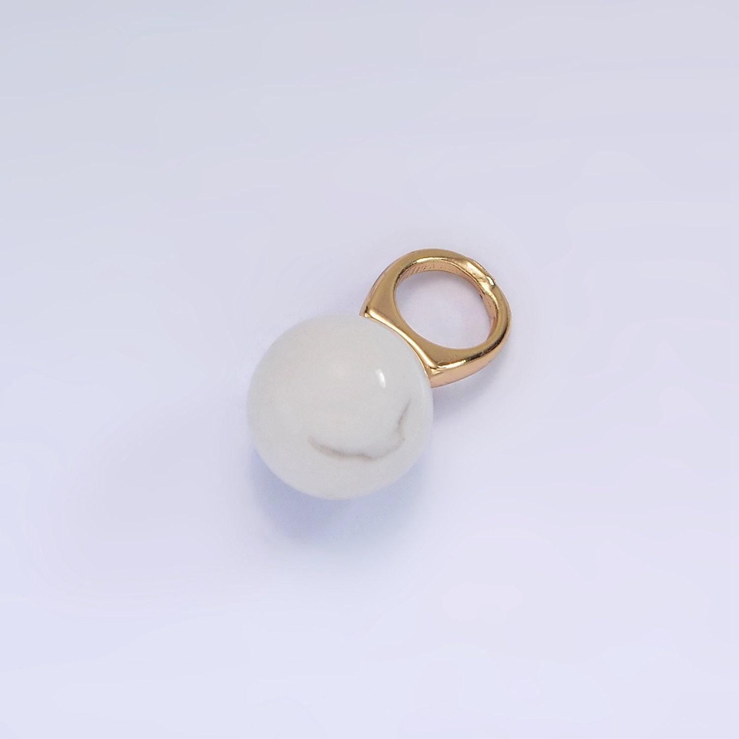 14k gold filled charm natural gemstone howlite amethyst rose quartz labradorite tiger eye round ball bail pendant | ag367