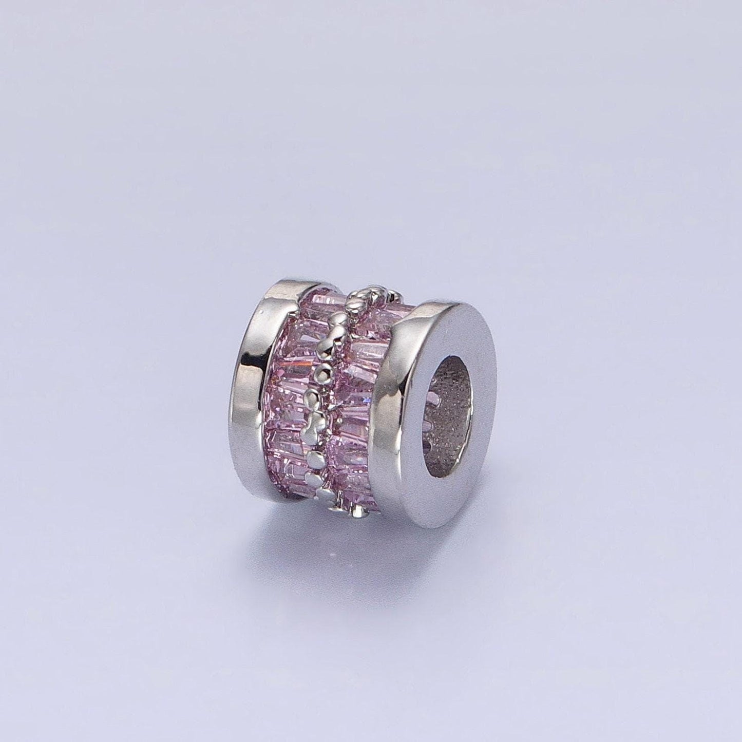 1pc gold filled cylinder beads, cz large hole cylinder drum barrel micro pave beads, silver tube multi color cz beadd 6.8x8.2mm b-783~b-790