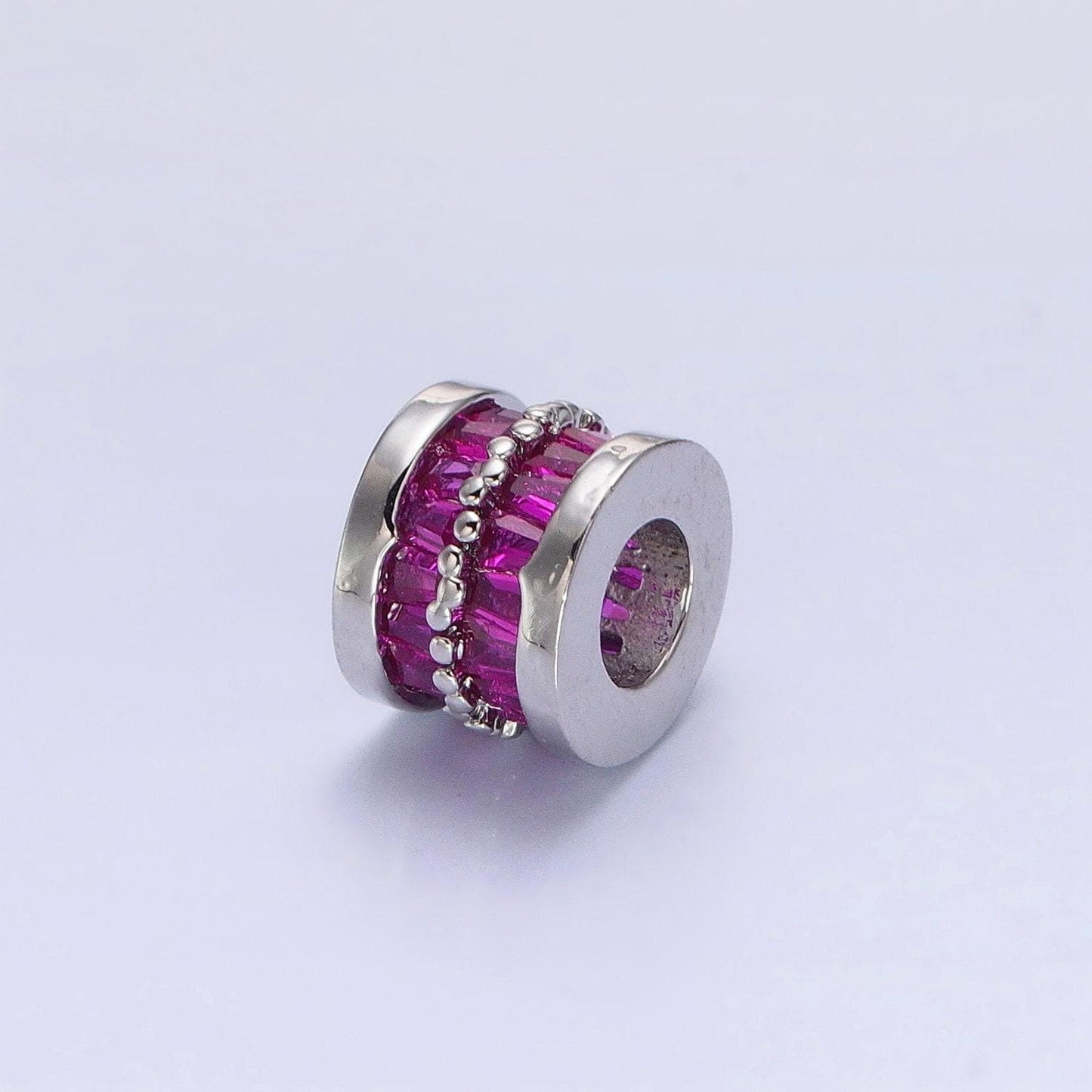 1pc gold filled cylinder beads, cz large hole cylinder drum barrel micro pave beads, silver tube multi color cz beadd 6.8x8.2mm b-783~b-790
