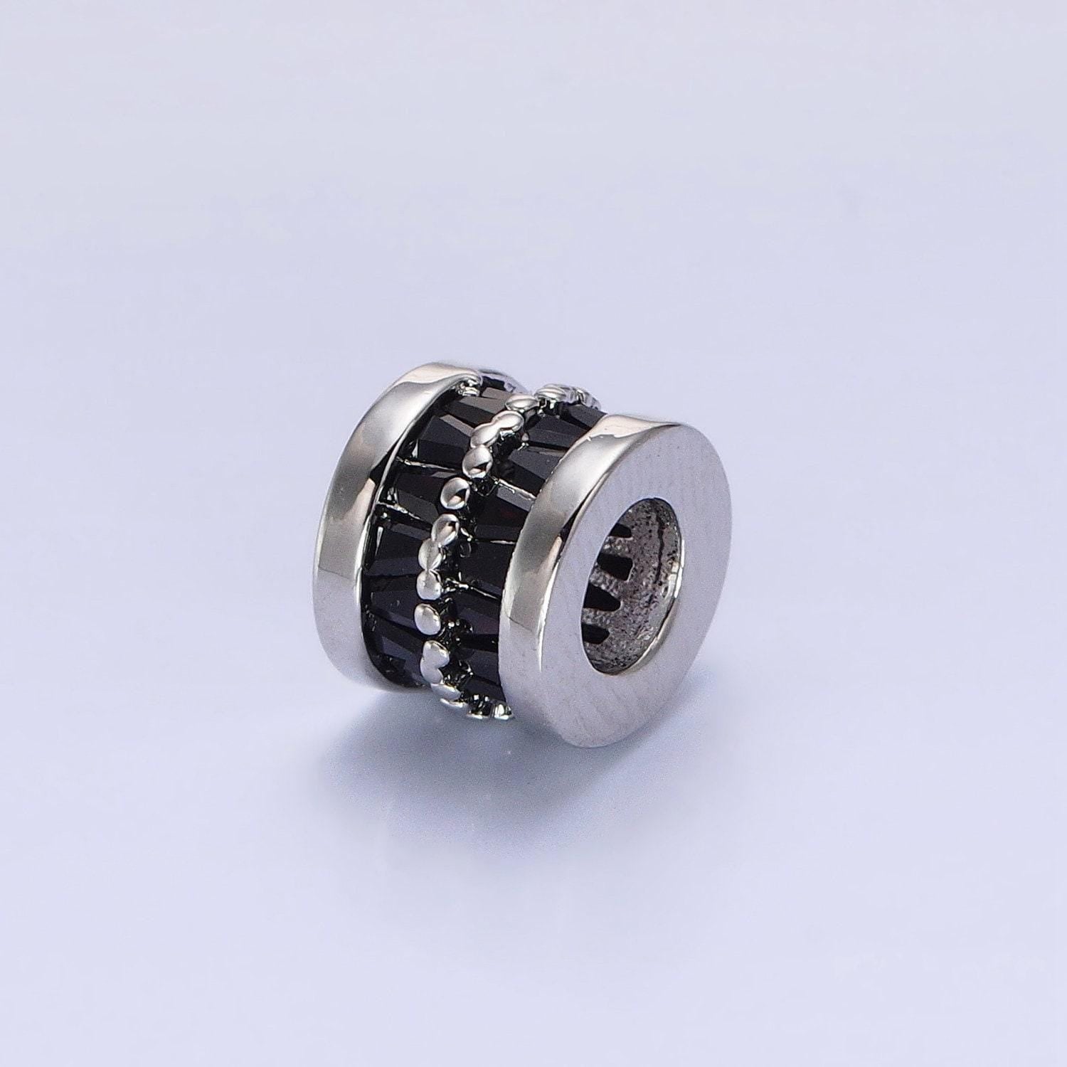 1pc gold filled cylinder beads, cz large hole cylinder drum barrel micro pave beads, silver tube multi color cz beadd 6.8x8.2mm b-783~b-790