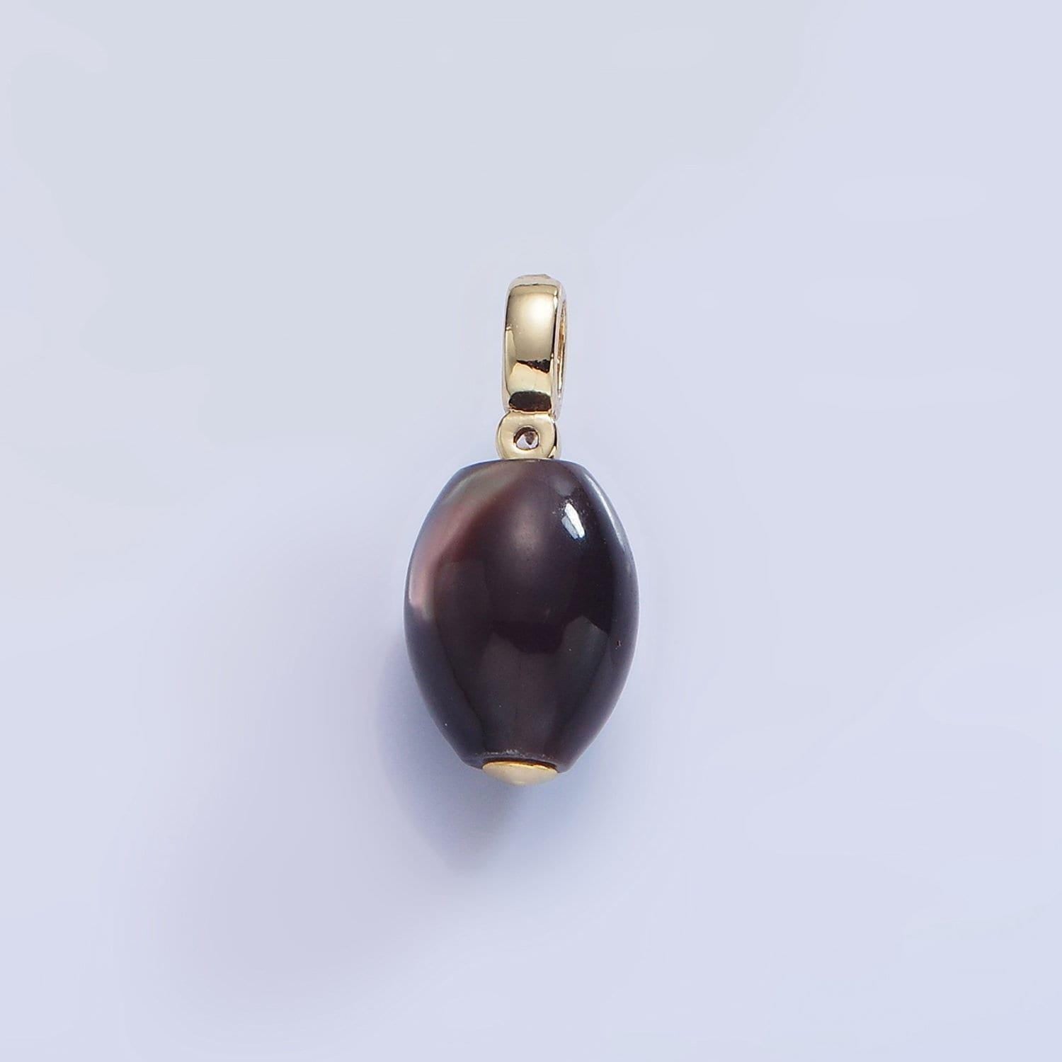 Dainty 14k gold filled 7mm dark brown freshwater pearl oval drop for wedding minimalist jewelry for necklace earring component | p1781