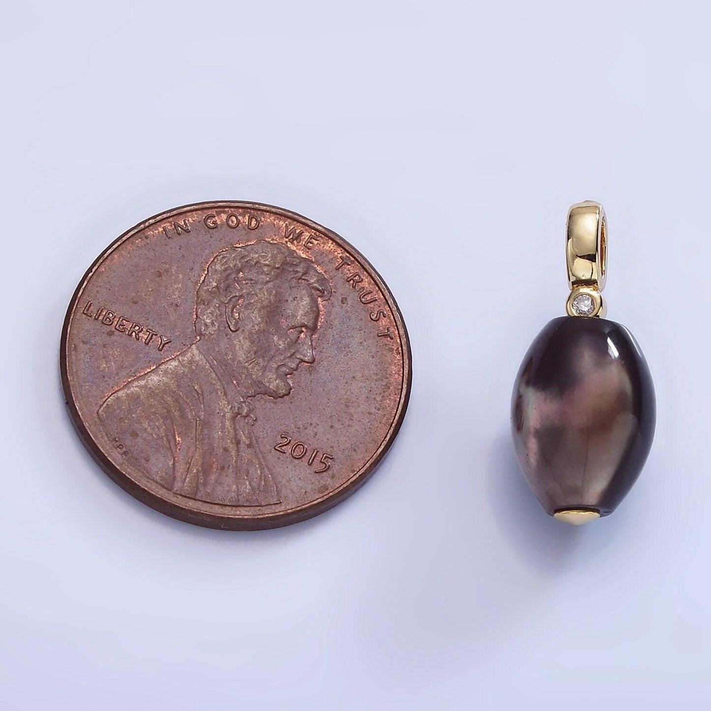 Dainty 14k gold filled 7mm dark brown freshwater pearl oval drop for wedding minimalist jewelry for necklace earring component | p1781
