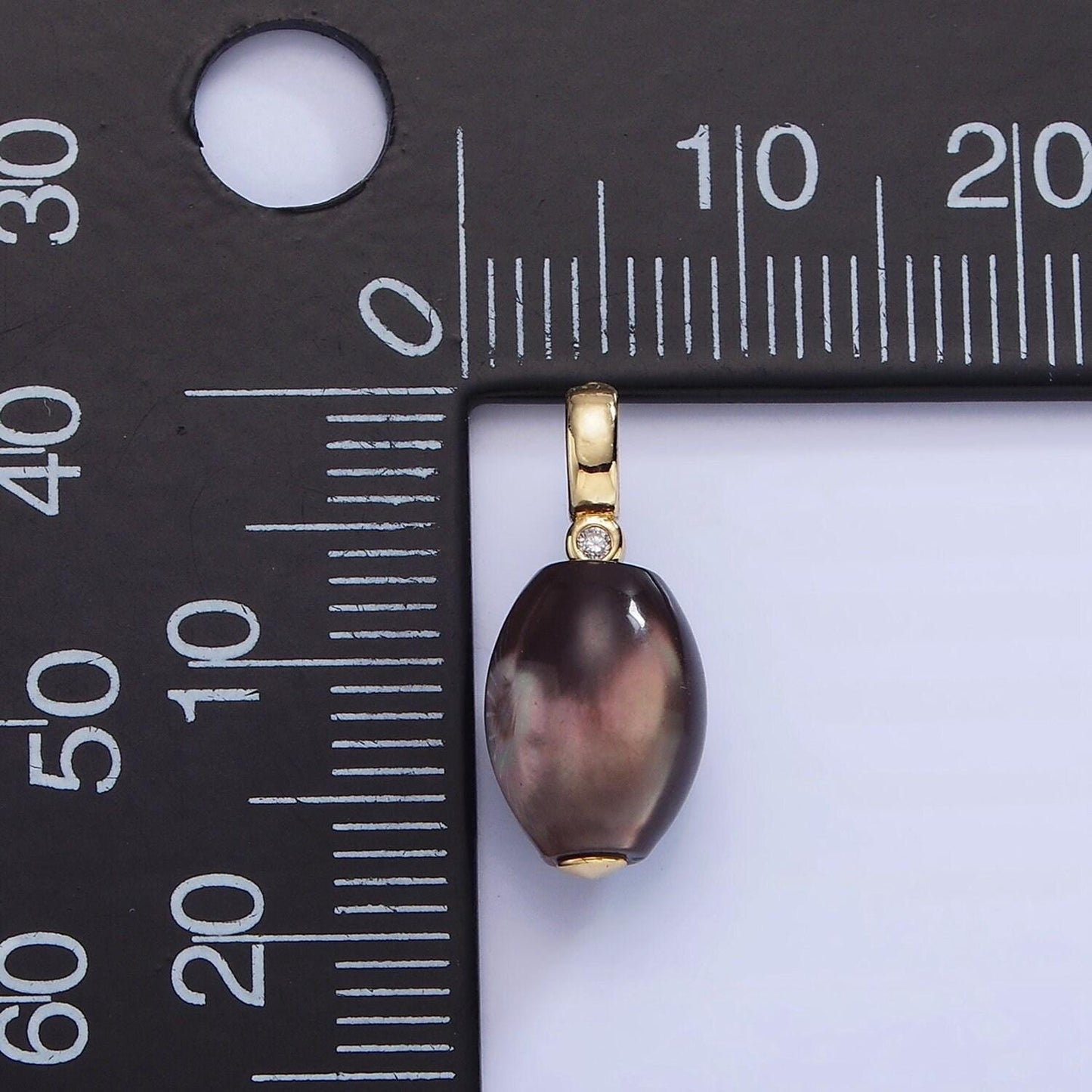 Dainty 14k gold filled 7mm dark brown freshwater pearl oval drop for wedding minimalist jewelry for necklace earring component | p1781