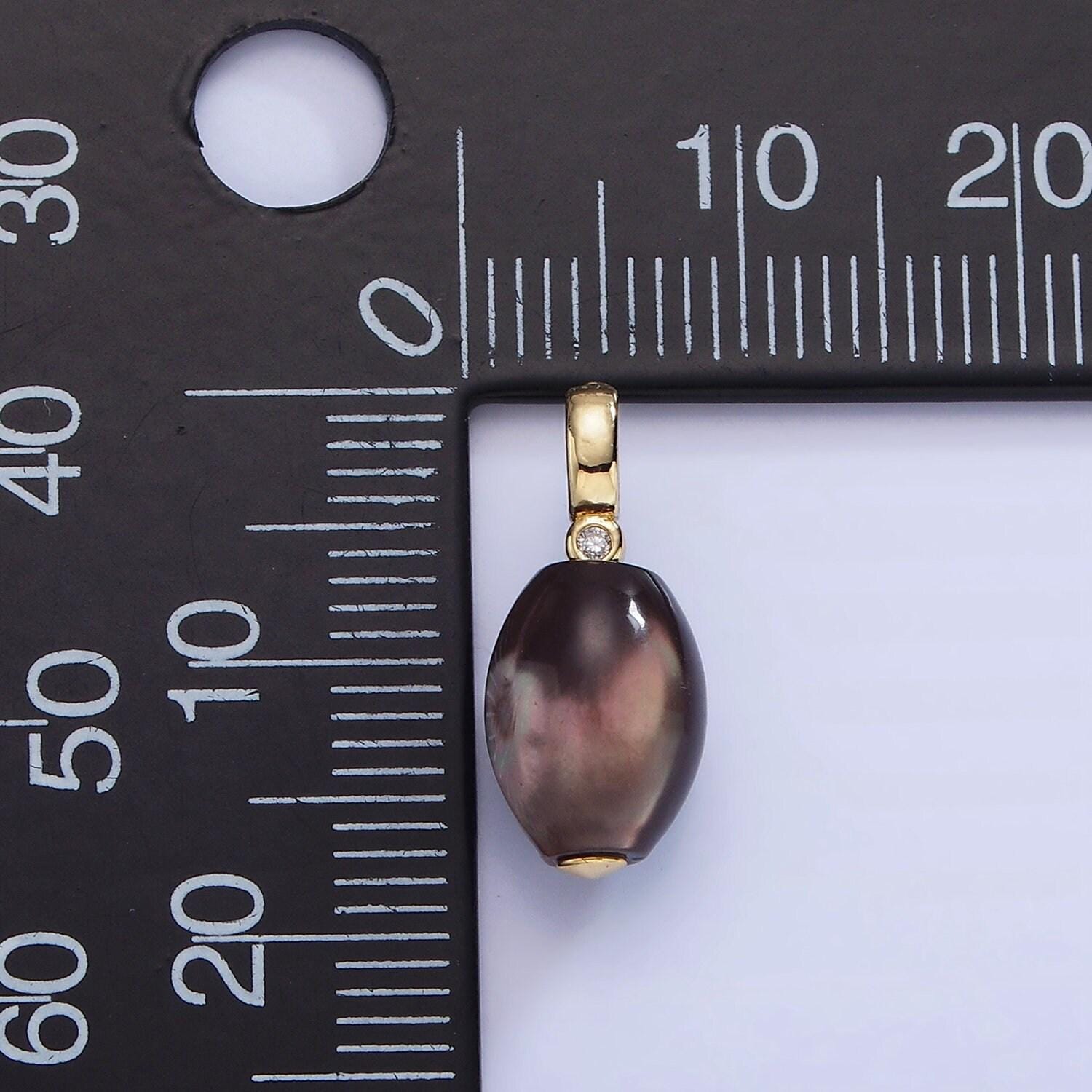 Dainty 14k gold filled 7mm dark brown freshwater pearl oval drop for wedding minimalist jewelry for necklace earring component | p1781