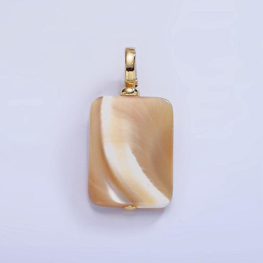 Beautiful mauve champagne white brown rectangle pearl charm genuine freshwater shell mermaid pearls pendant with lock bail for charm p-1597
