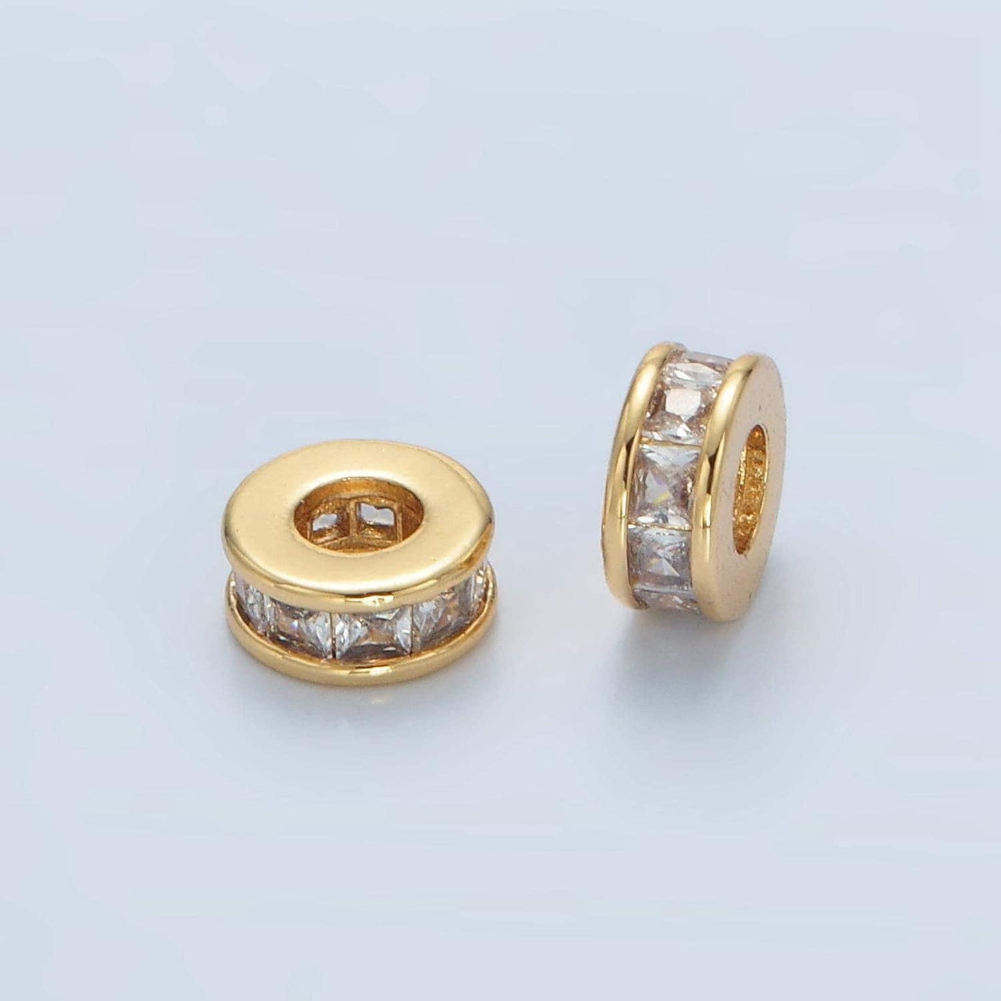 1pc gold cz baguette spacer beads for diy beaded bracelet jewelry charms rondelle bead spacer bead size 7mm bead b129