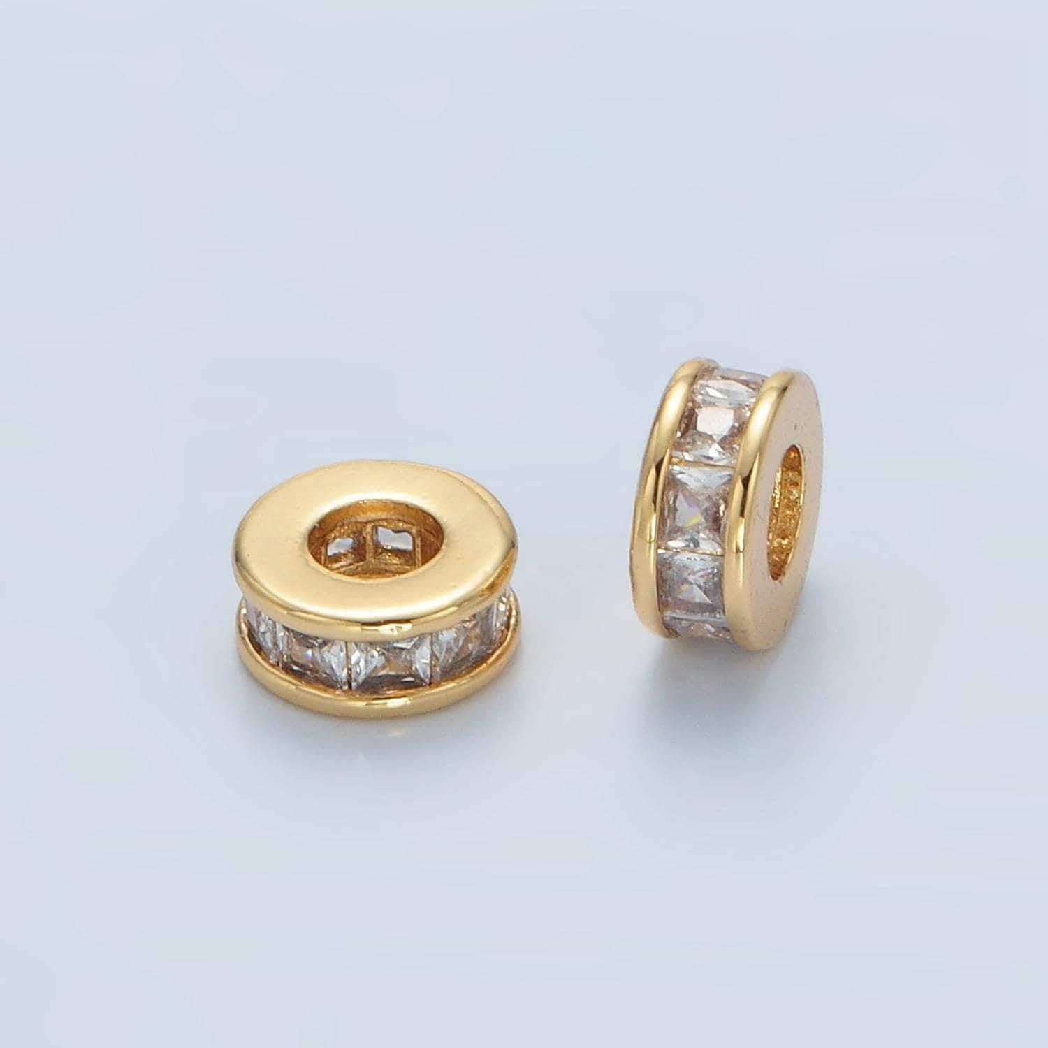 1pc gold cz baguette spacer beads for diy beaded bracelet jewelry charms rondelle bead spacer bead size 7mm bead b129