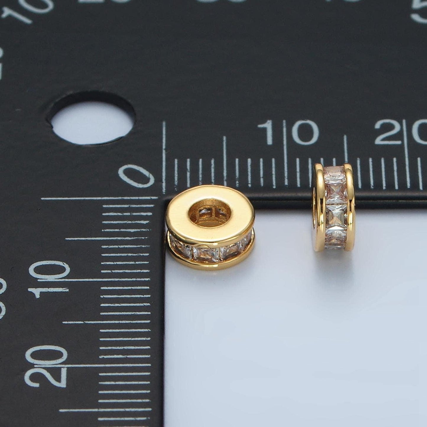 1pc gold cz baguette spacer beads for diy beaded bracelet jewelry charms rondelle bead spacer bead size 7mm bead b129