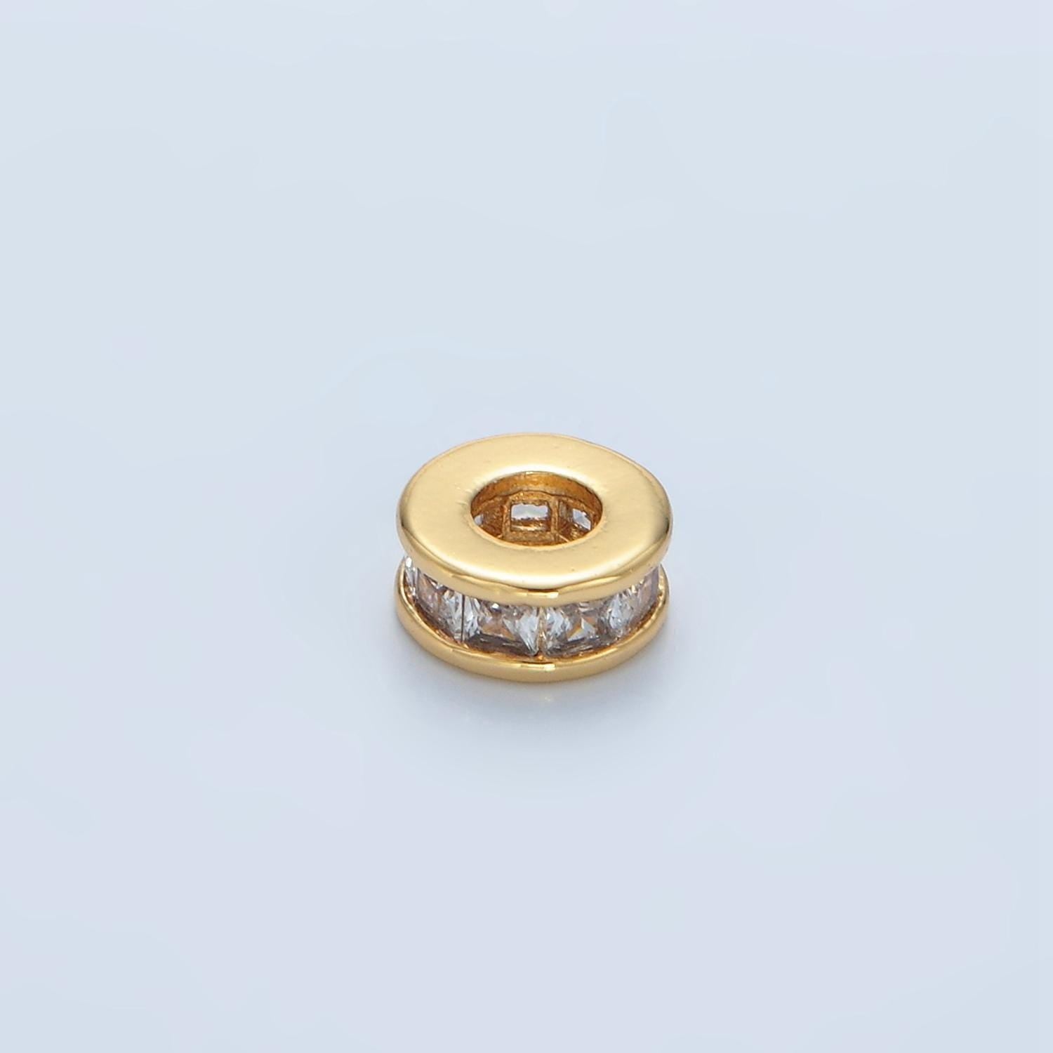 1pc gold cz baguette spacer beads for diy beaded bracelet jewelry charms rondelle bead spacer bead size 7mm bead b129