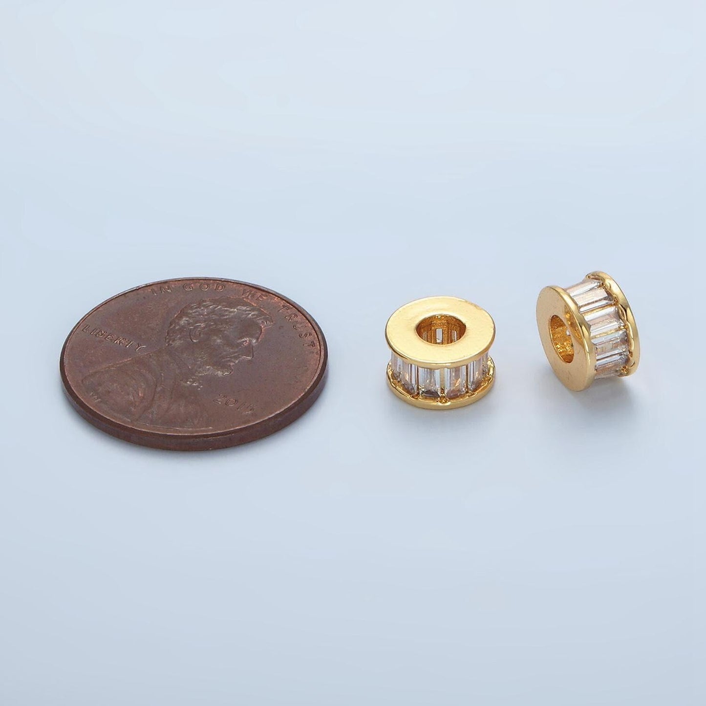 1pc gold cz baguette spacer beads for diy beaded bracelet jewelry charms rondelle bead spacer bead size 8mm bead b131