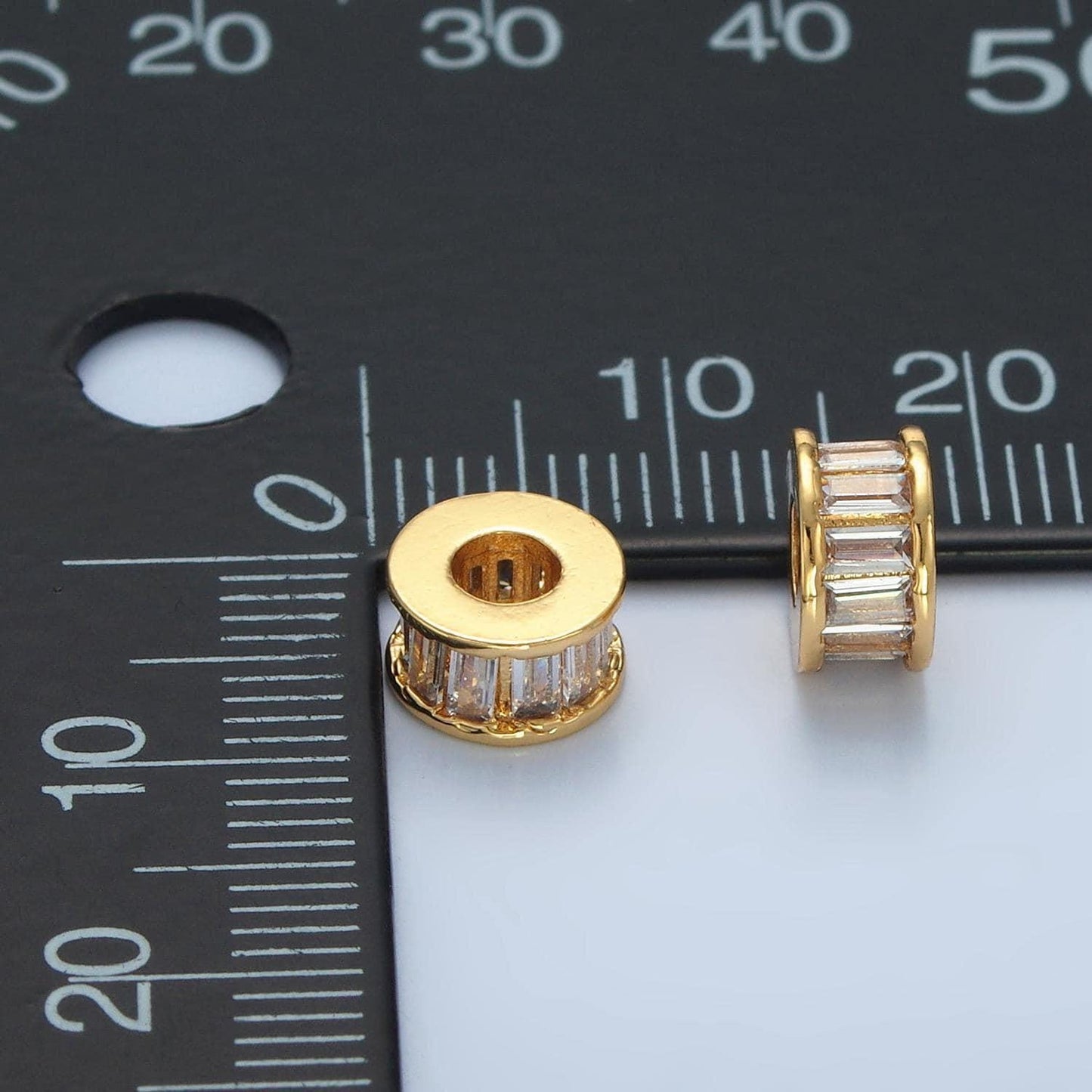 1pc gold cz baguette spacer beads for diy beaded bracelet jewelry charms rondelle bead spacer bead size 8mm bead b131