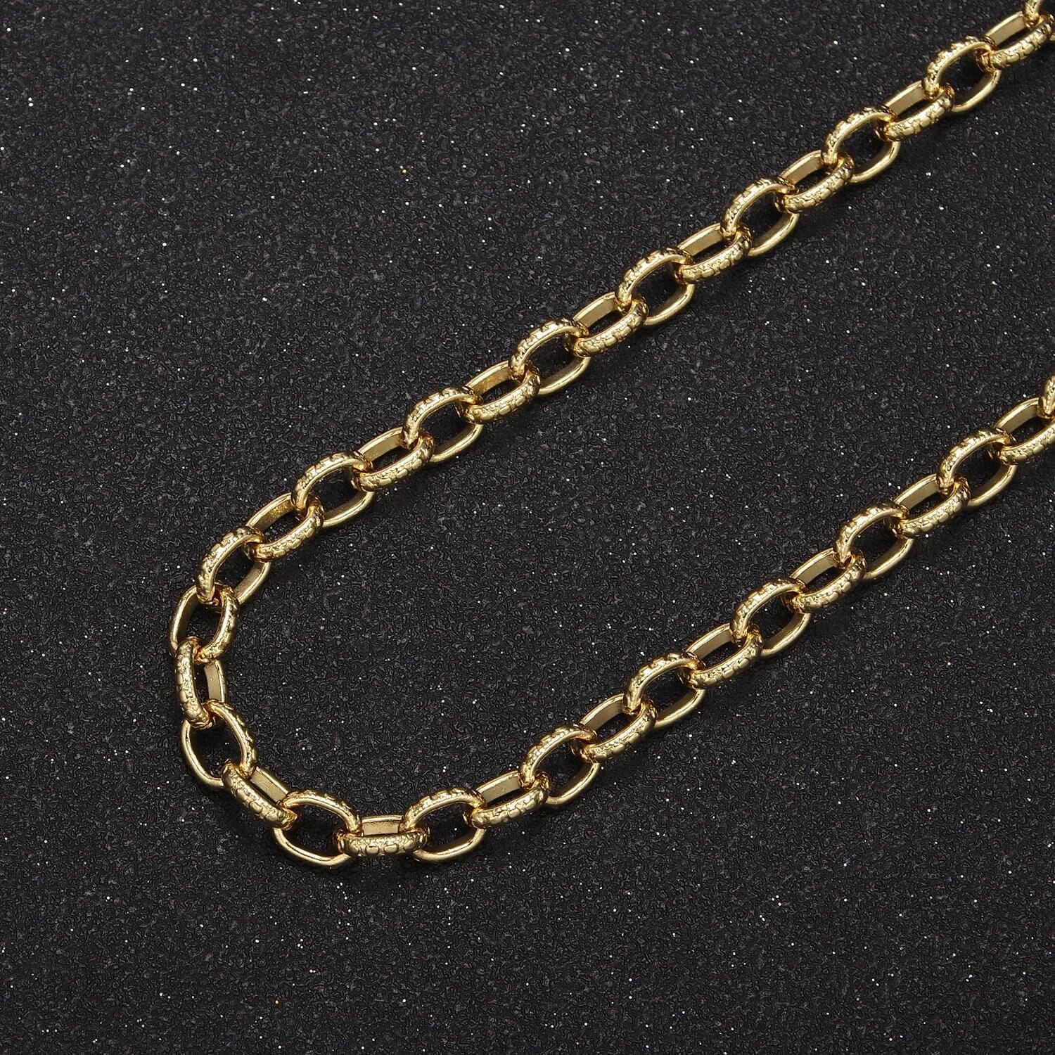 Unique thick 24k gold filled cable chain by yard, 6mm width silver & gold color chain, wholesale bulk roll chain for jewelry making, 686