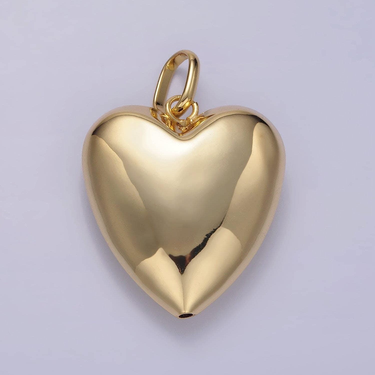 Puffy big 14k gold filled heart charm balloon pendant for statement jewelry making supply | aa1326