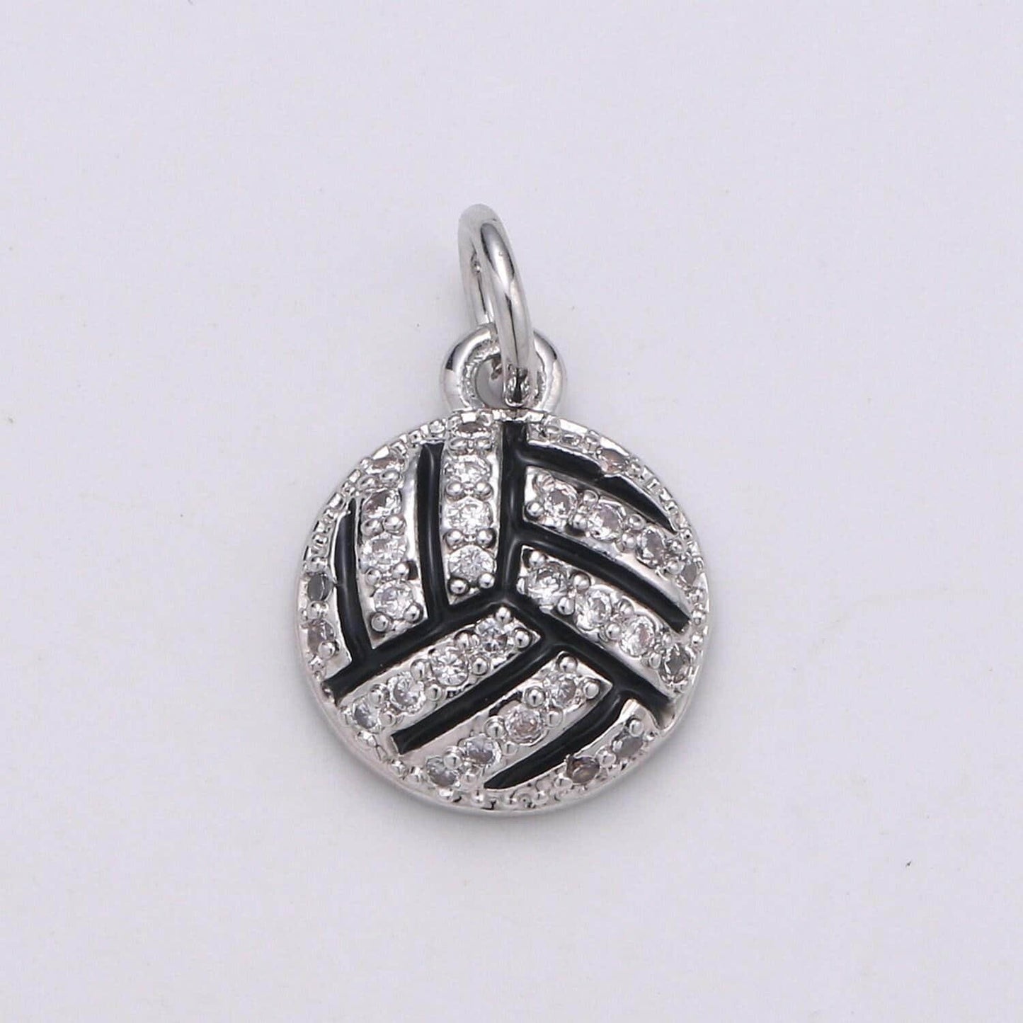 Volleyball pendant enamel small charm for handmade jewelry supplies 24k gold red micro pave cubic ball charm sticth ball,d729-d730