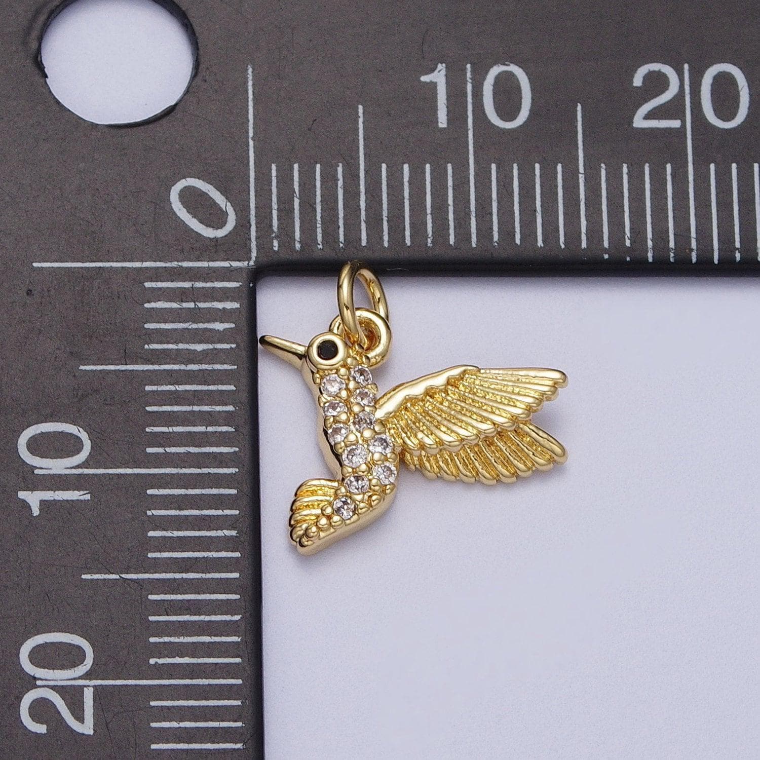 Gold tiny hummingbird charm cubic humming bird charm for add on necklace bracelet earring pendant n-520