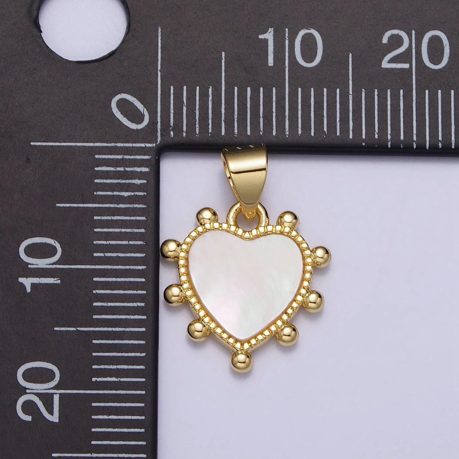 Shell pearl beaded heart charm in 24k gold filled pendant for valentine jewelry gift idea making aa-025